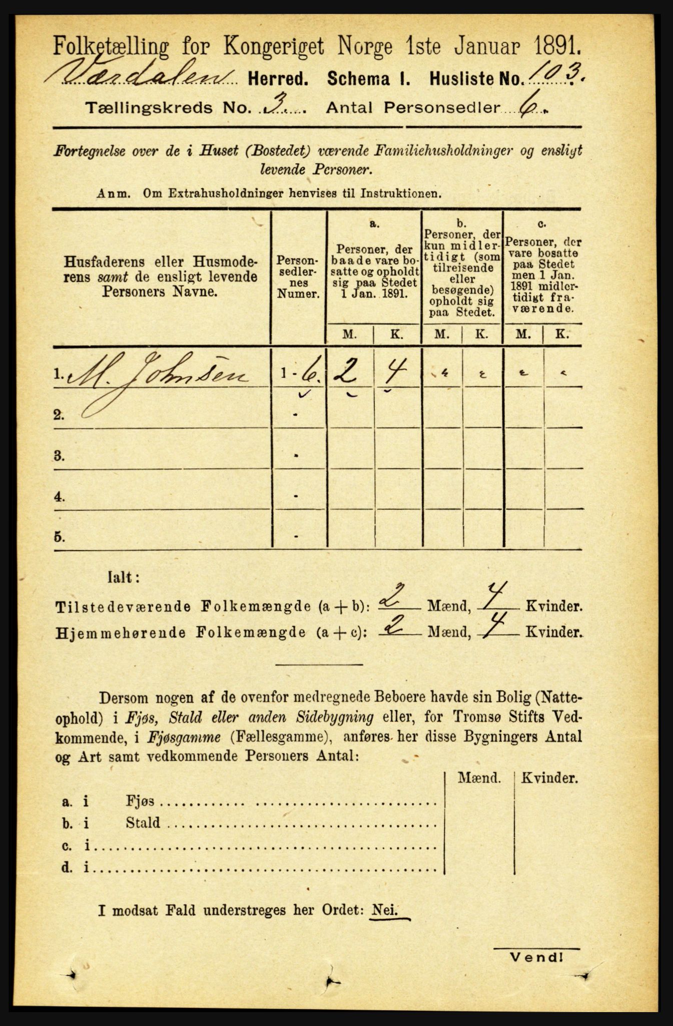 RA, 1891 census for 1721 Verdal, 1891, p. 1762