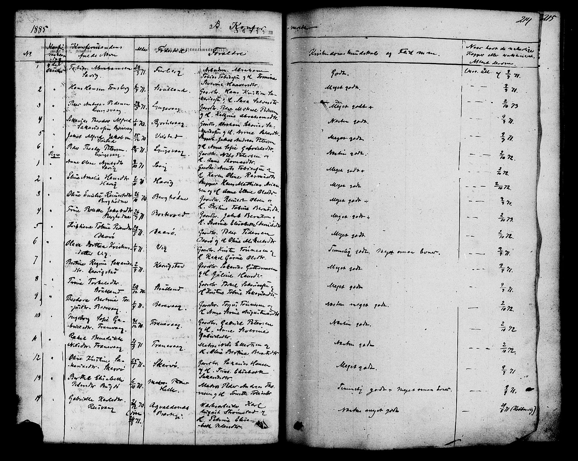Herad sokneprestkontor, SAK/1111-0018/F/Fa/Fab/L0004: Parish register (official) no. A 4, 1853-1885, p. 214