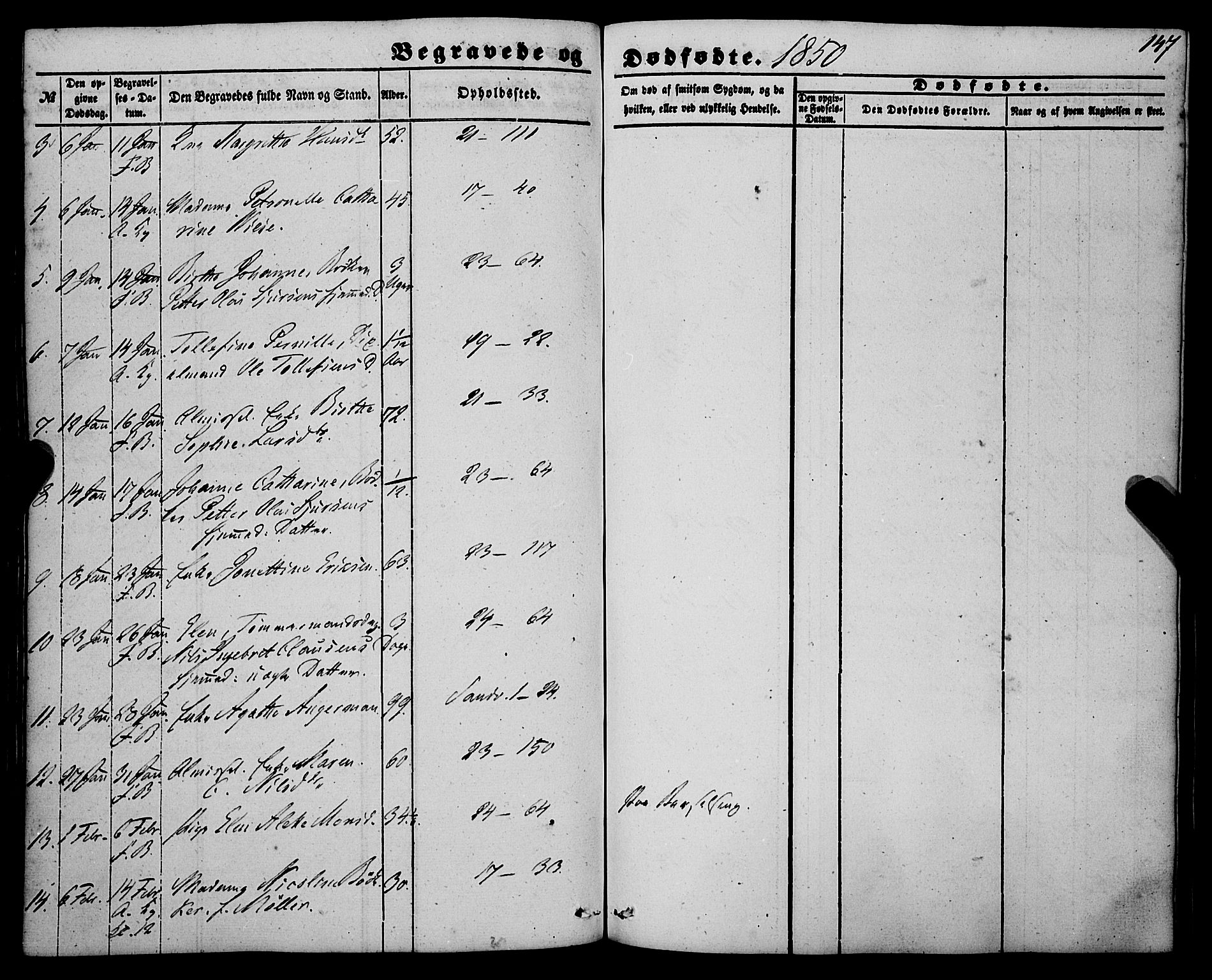 Korskirken sokneprestembete, AV/SAB-A-76101/H/Haa: Parish register (official) no. E 2, 1848-1862, p. 147