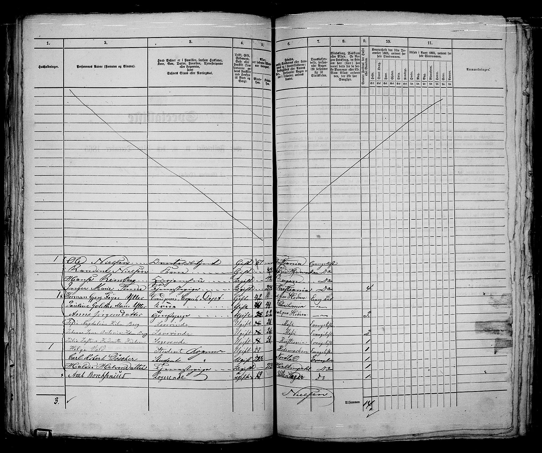 RA, 1865 census for Kristiania, 1865, p. 1822