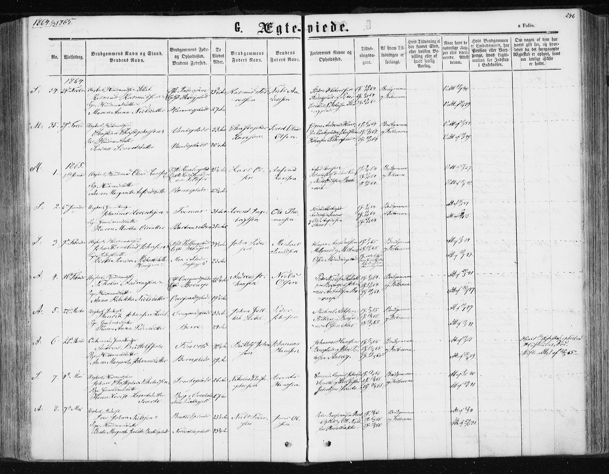 Ministerialprotokoller, klokkerbøker og fødselsregistre - Nord-Trøndelag, SAT/A-1458/741/L0394: Parish register (official) no. 741A08, 1864-1877, p. 246