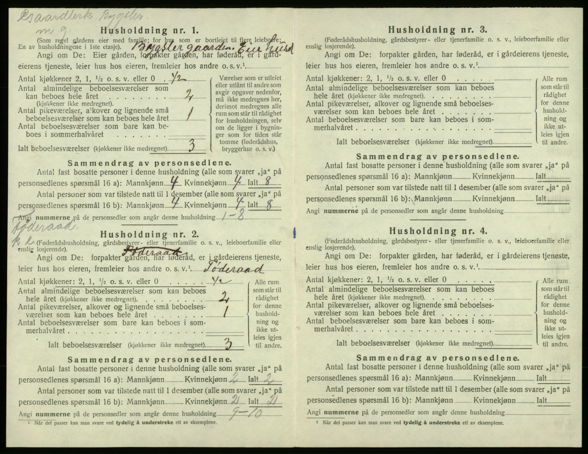 SAB, 1920 census for Bremnes, 1920, p. 83