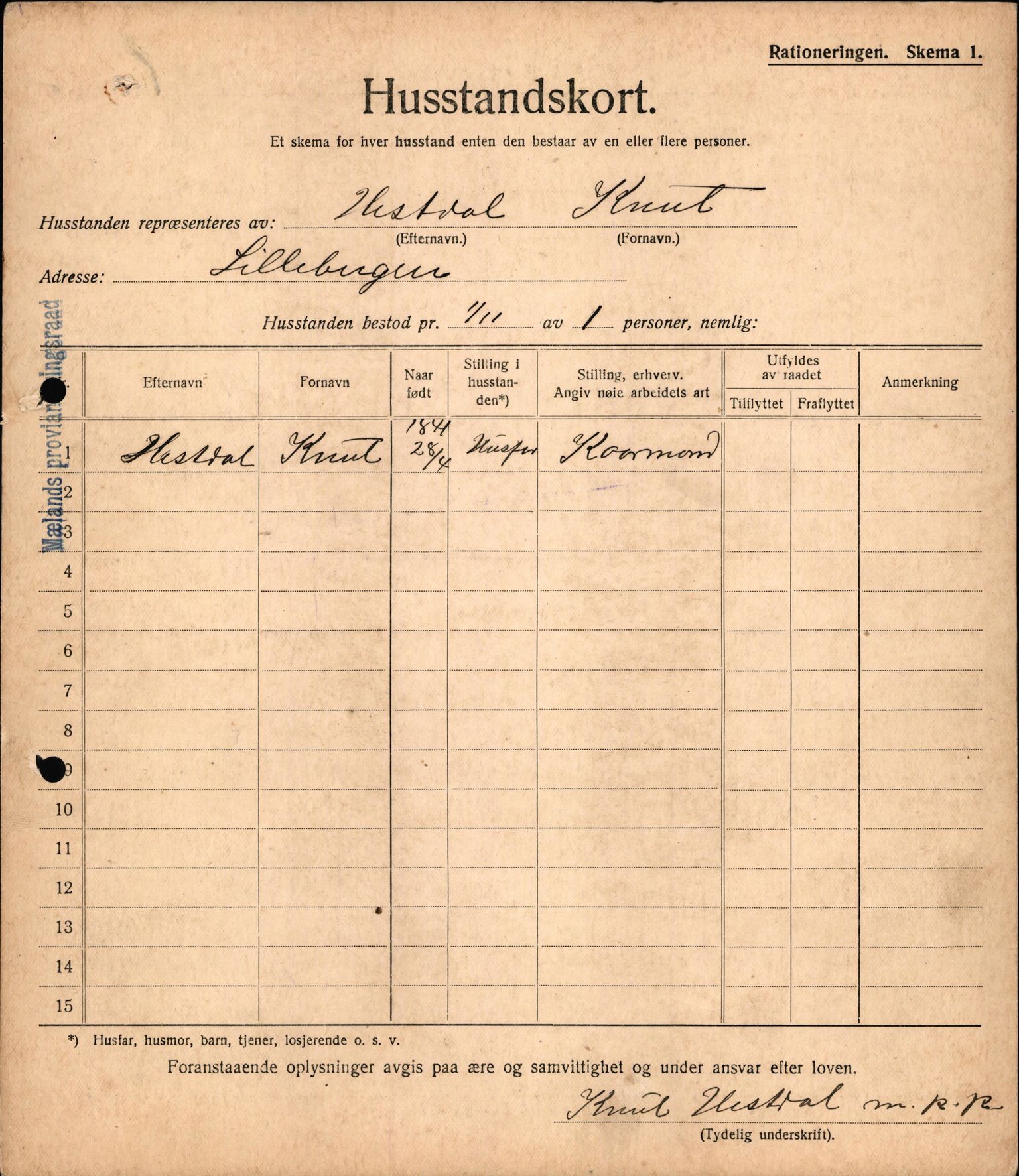 IKAH, Meland kommune, Provianteringsrådet, Husstander per 01.11.1917, 1917-1918, p. 269