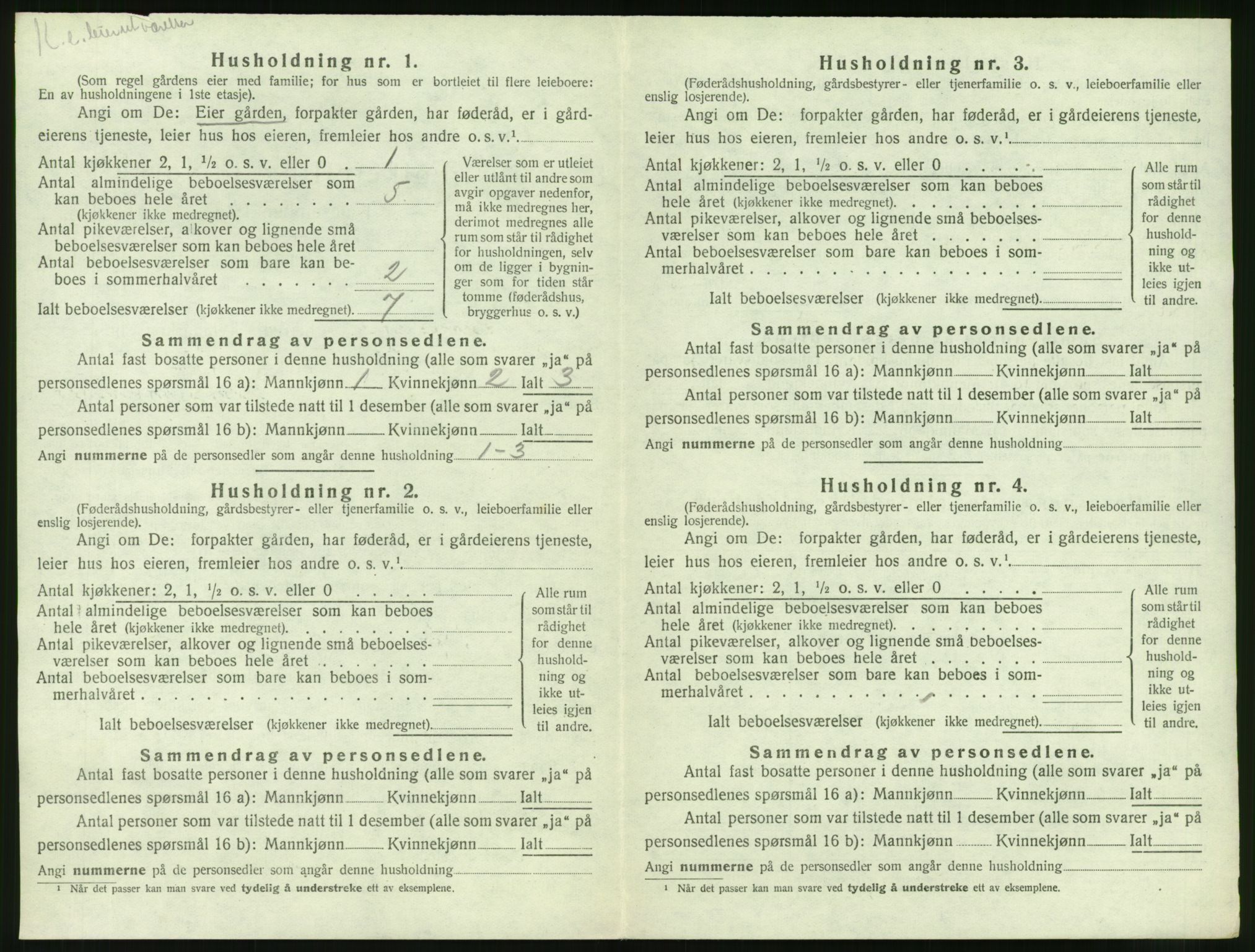SAT, 1920 census for Grytten, 1920, p. 441