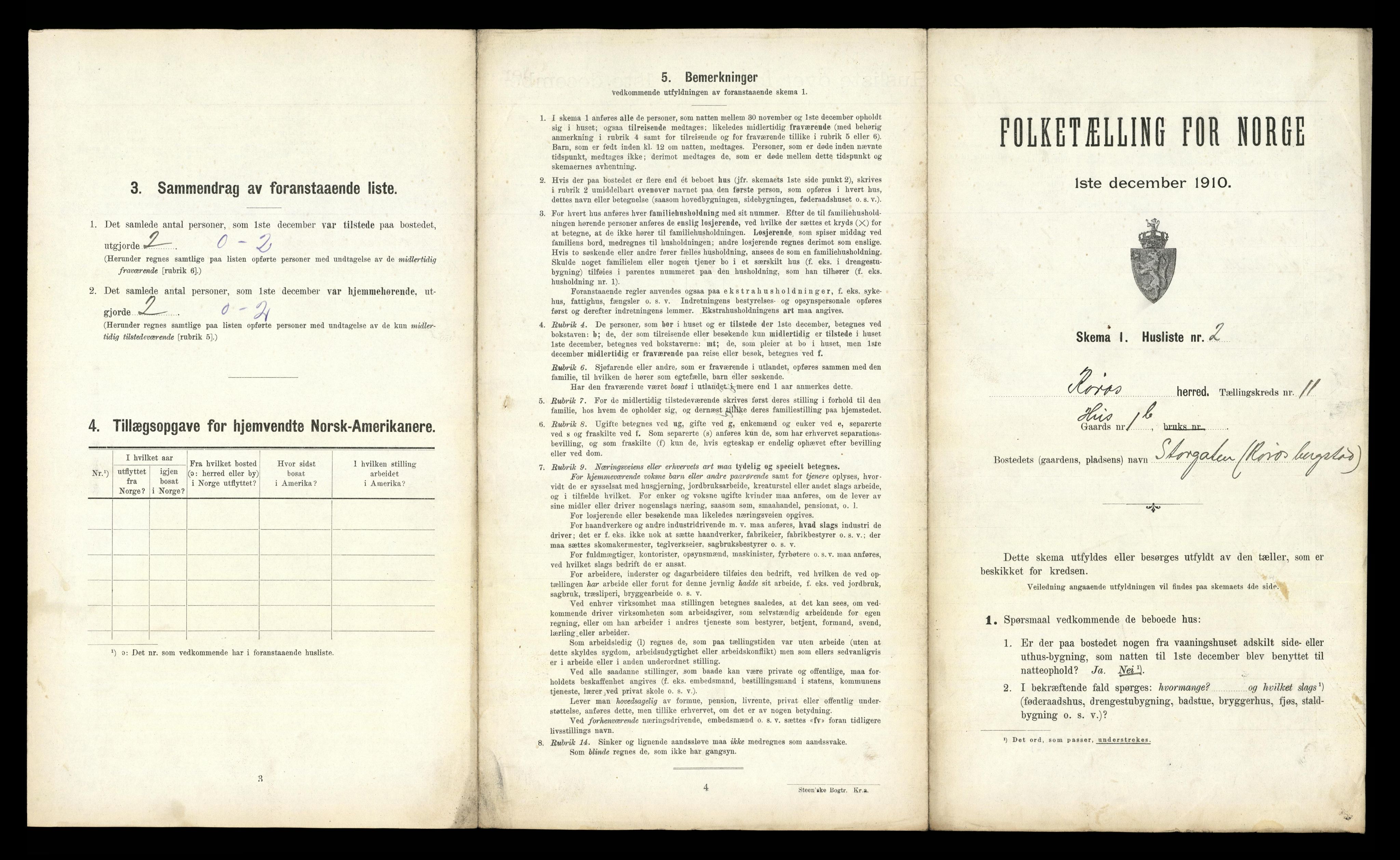 RA, 1910 census for Røros, 1910, p. 1397