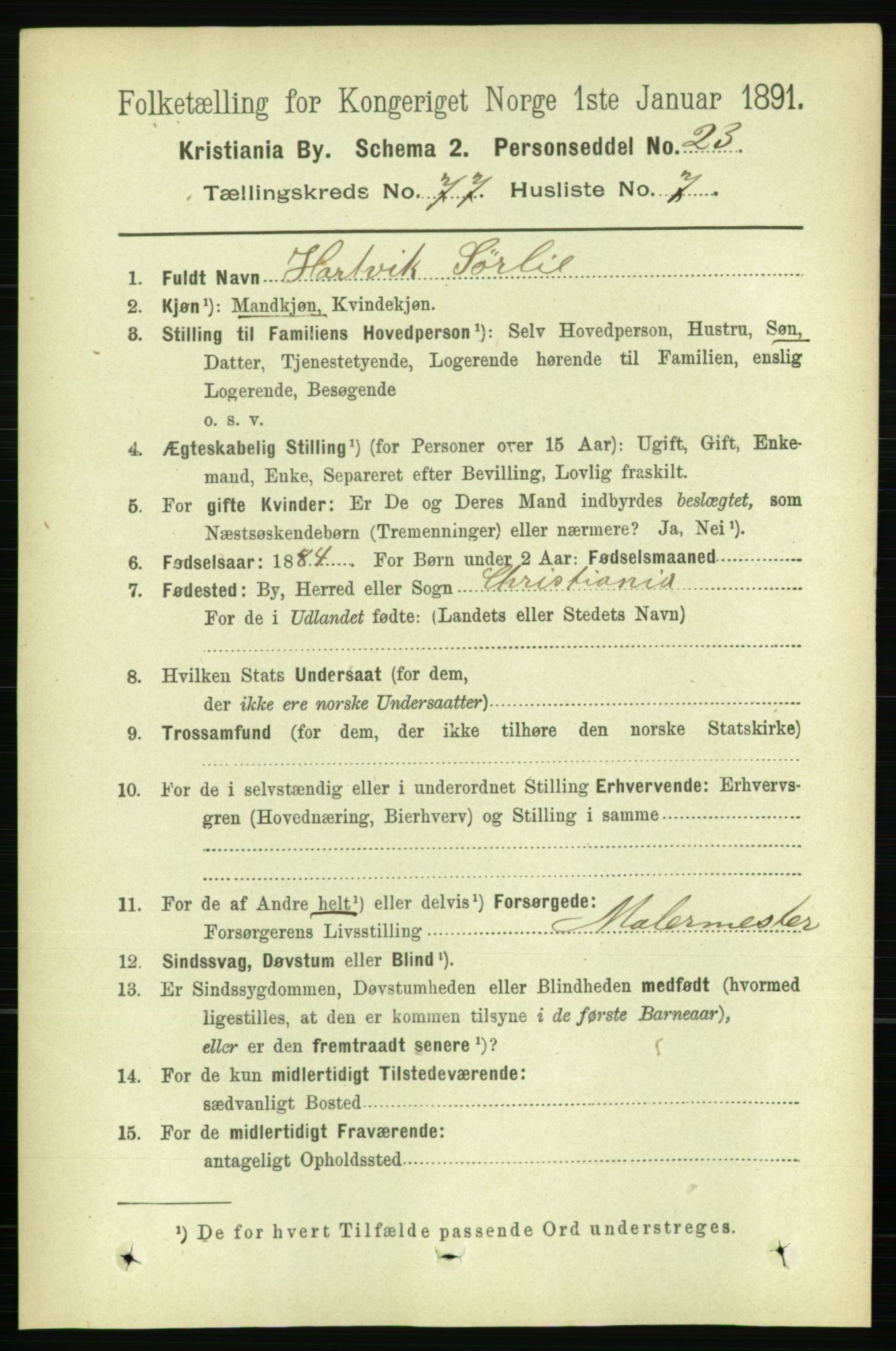 RA, 1891 census for 0301 Kristiania, 1891, p. 40733