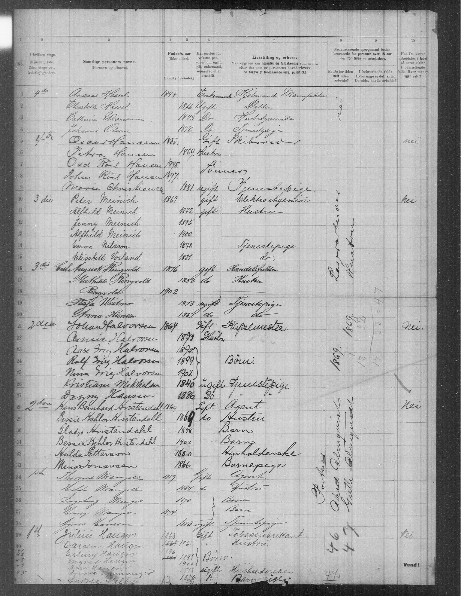 OBA, Municipal Census 1902 for Kristiania, 1902, p. 459