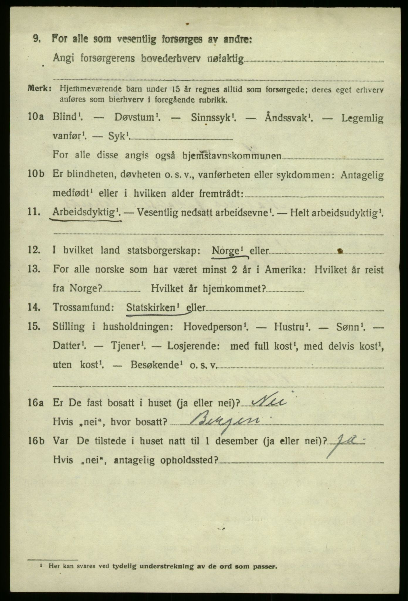 SAB, 1920 census for Haus, 1920, p. 2496