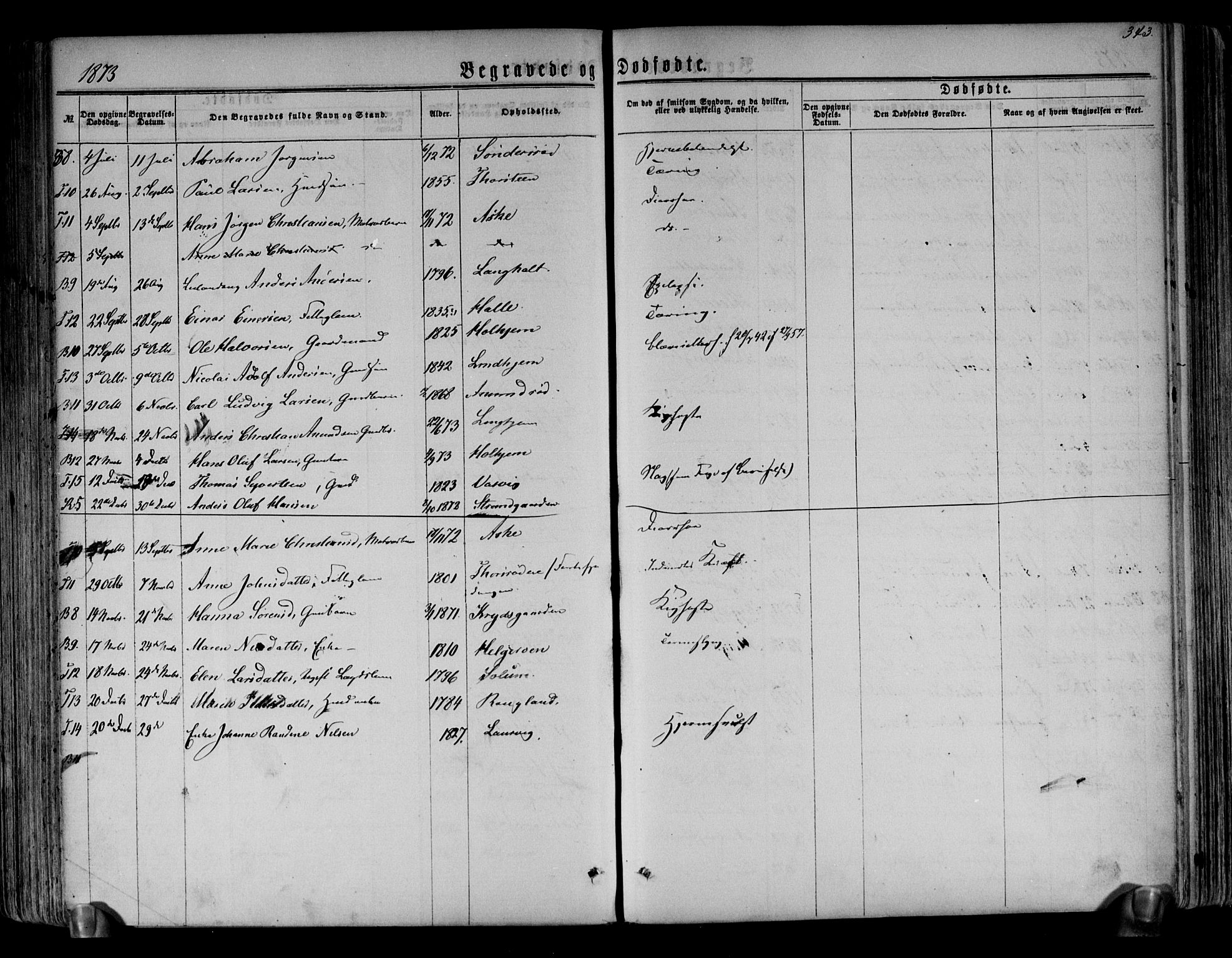 Brunlanes kirkebøker, AV/SAKO-A-342/F/Fa/L0005: Parish register (official) no. I 5, 1862-1877, p. 343