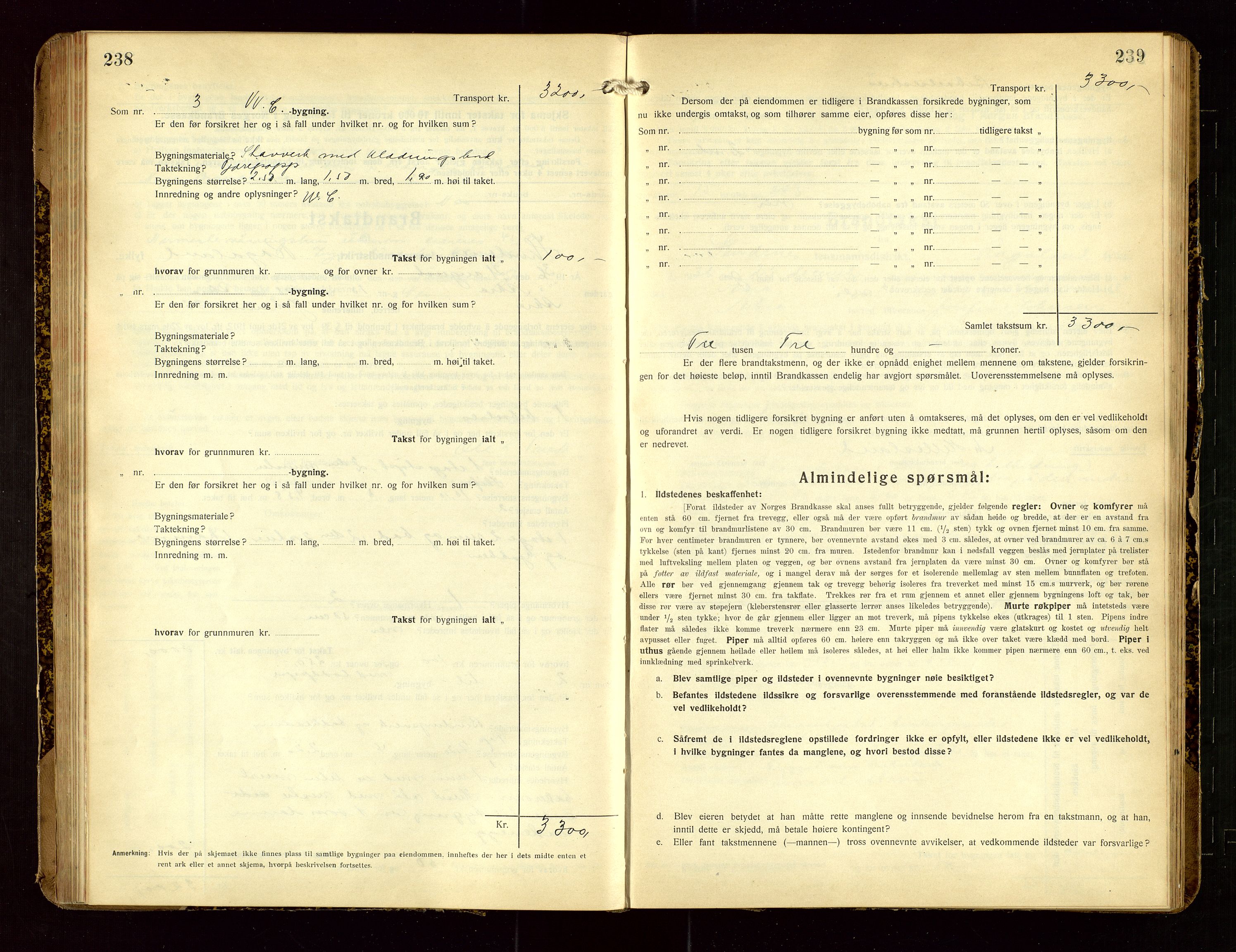 Skudenes lensmannskontor, SAST/A-100444/Gob/L0002: "Brandtakstprotokoll", 1925-1952, p. 238-239