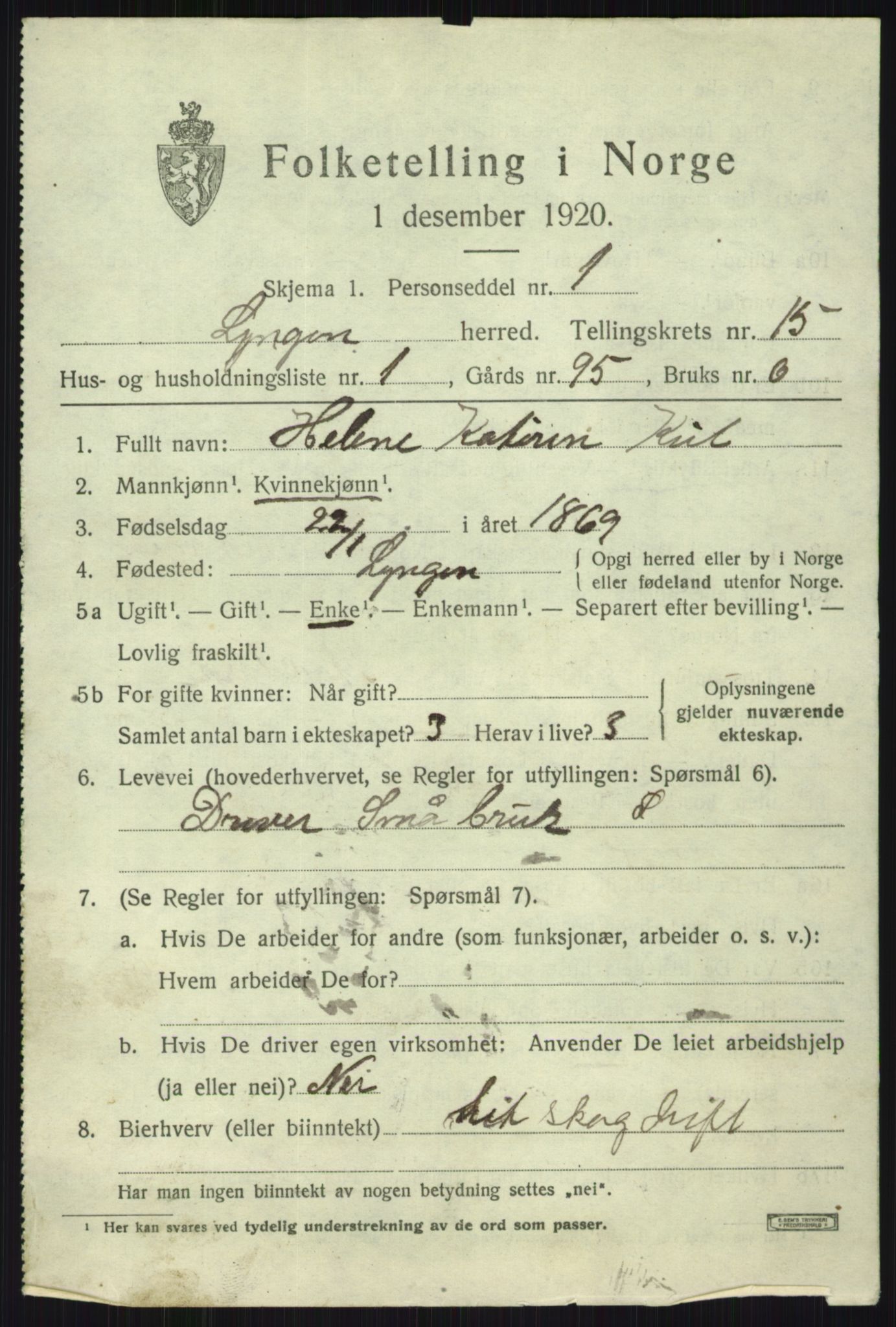 SATØ, 1920 census for Lyngen, 1920, p. 12855