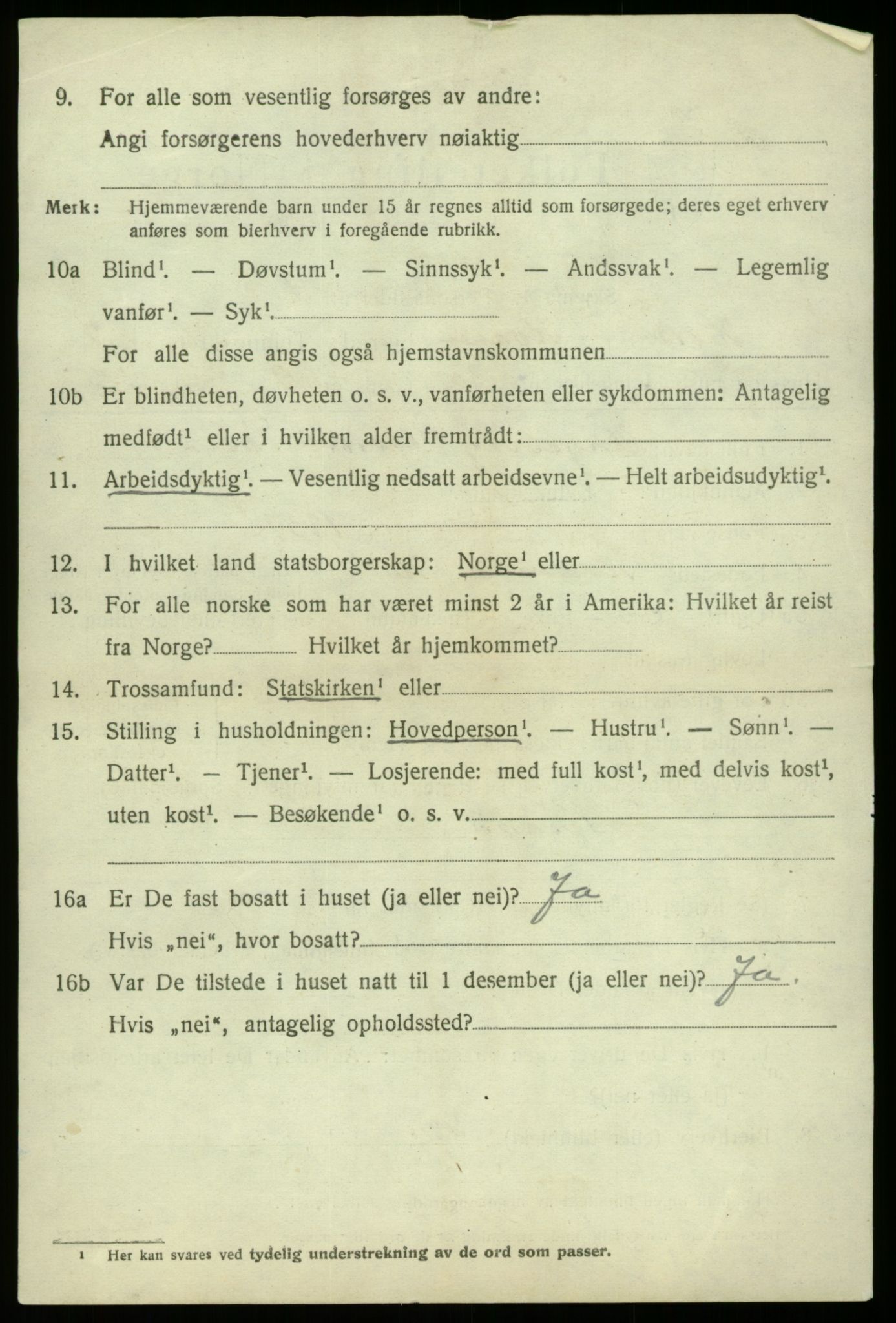 SAB, 1920 census for Kvam, 1920, p. 2516