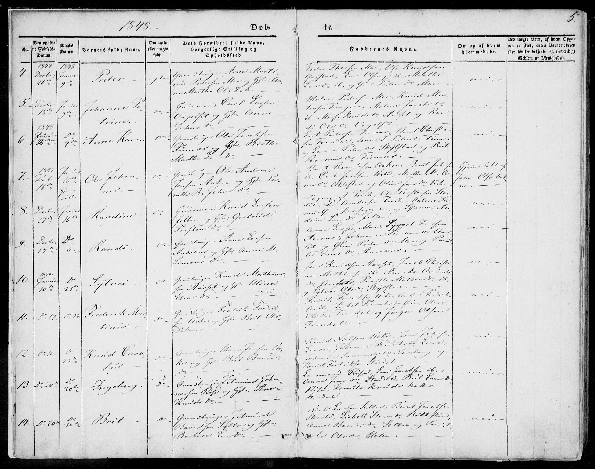 Ministerialprotokoller, klokkerbøker og fødselsregistre - Møre og Romsdal, SAT/A-1454/515/L0209: Parish register (official) no. 515A05, 1847-1868, p. 5