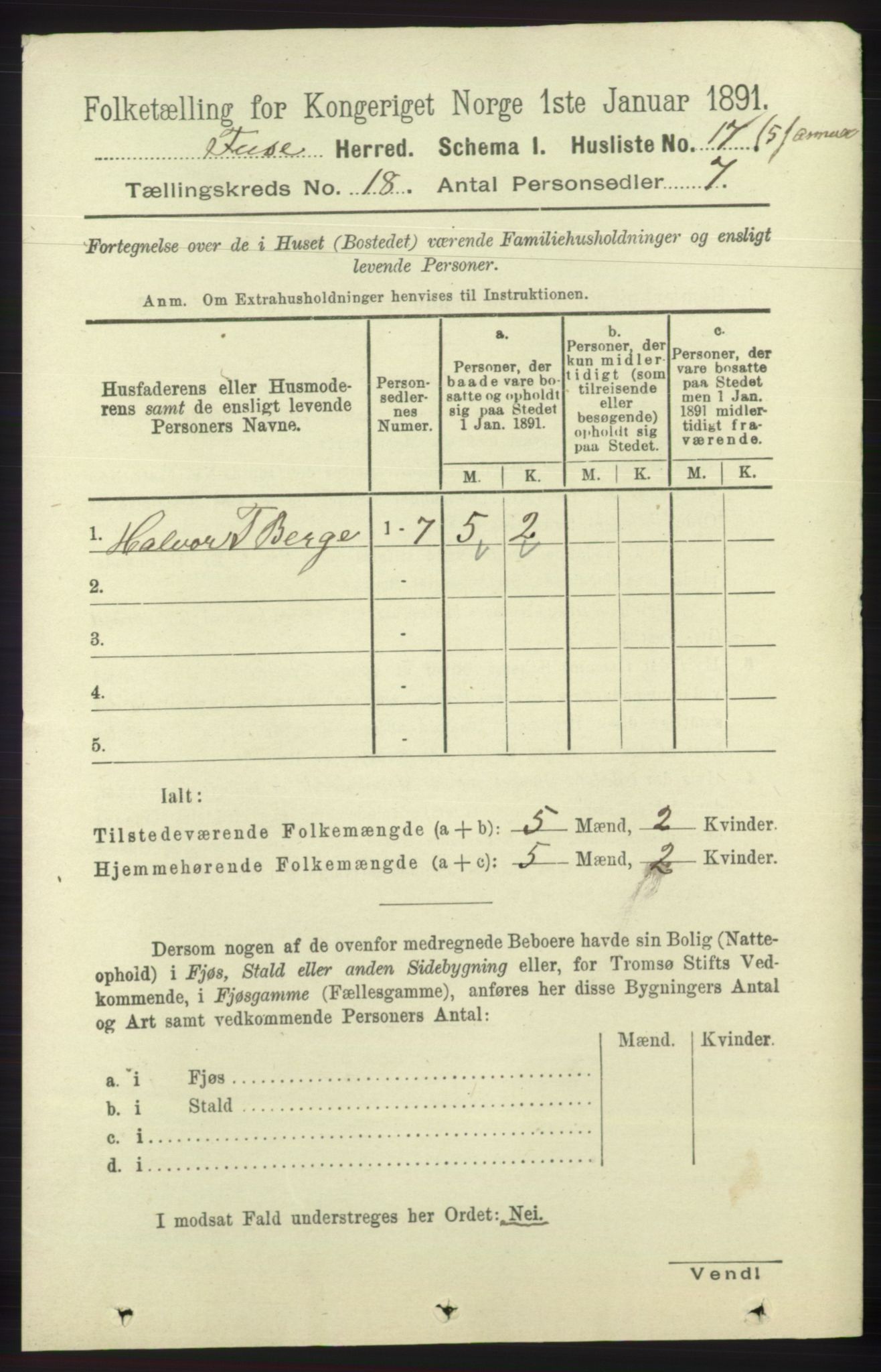 RA, 1891 census for 1241 Fusa, 1891, p. 4109