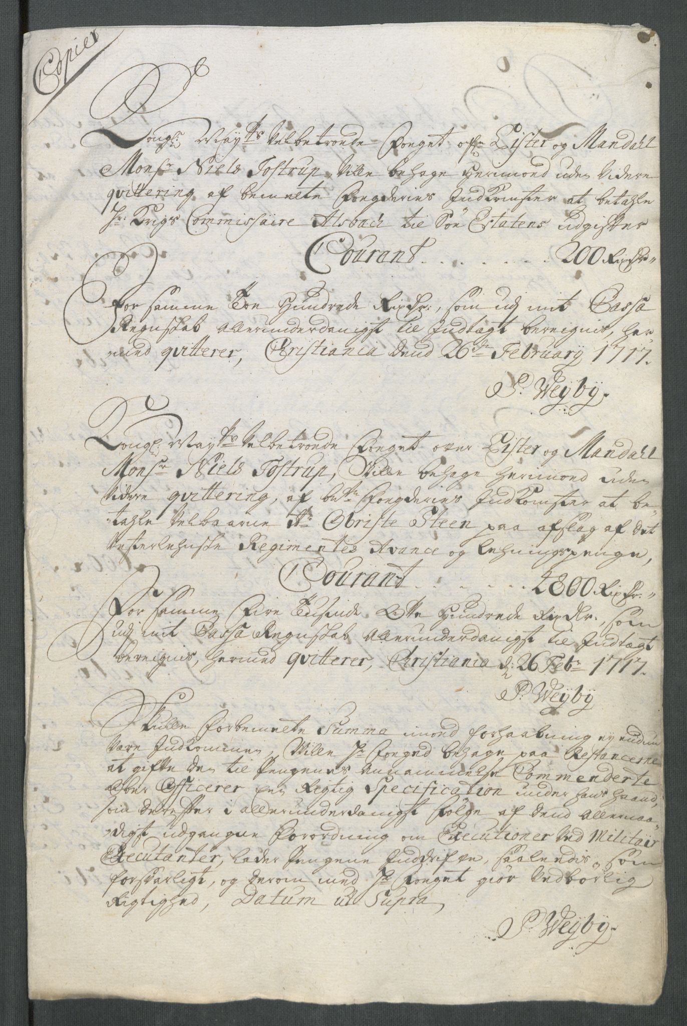 Rentekammeret inntil 1814, Reviderte regnskaper, Fogderegnskap, RA/EA-4092/R43/L2561: Fogderegnskap Lista og Mandal, 1717, p. 487