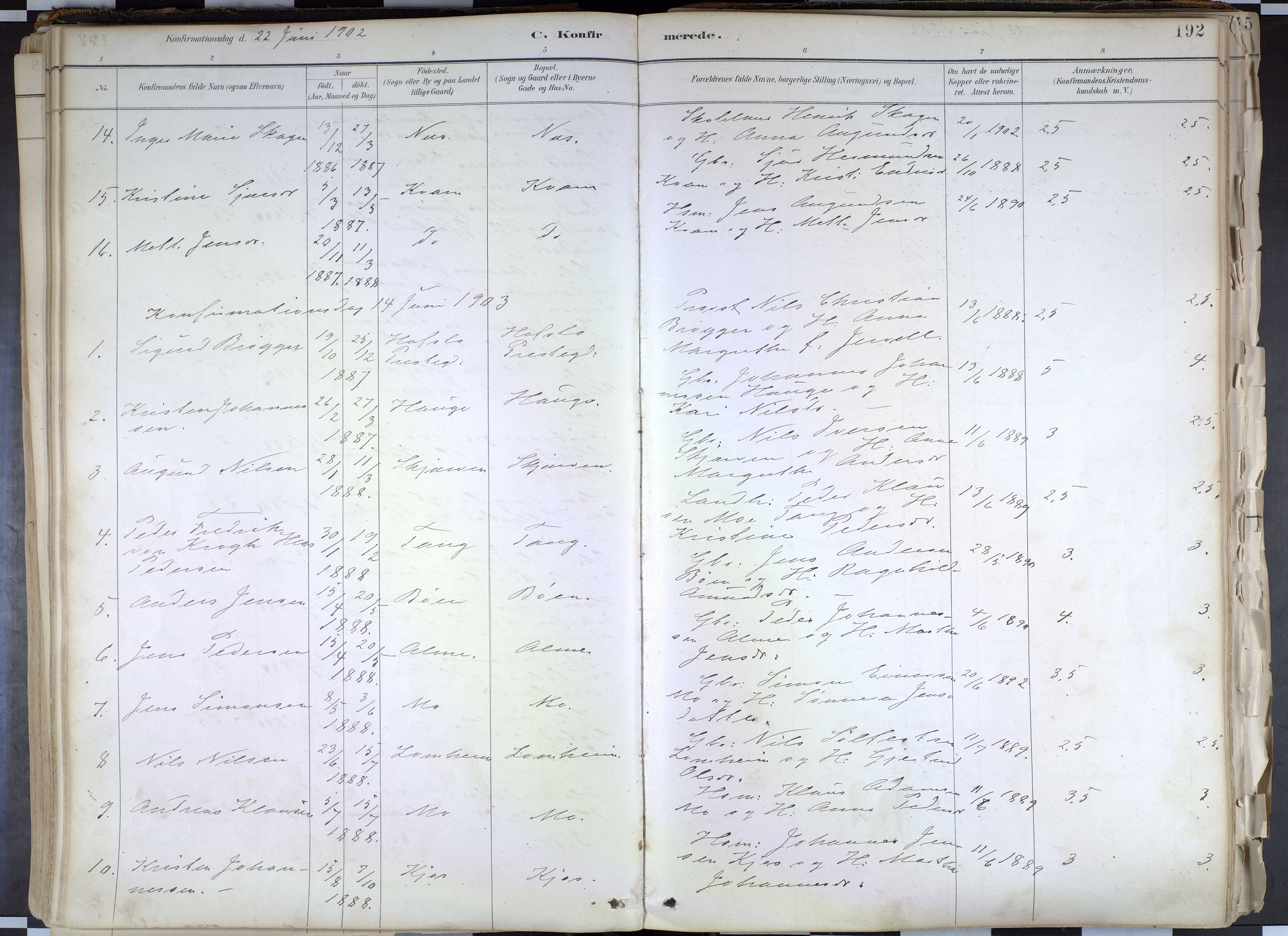 Hafslo sokneprestembete, SAB/A-80301/H/Haa/Haab/L0001: Parish register (official) no. B 1, 1886-1945, p. 192