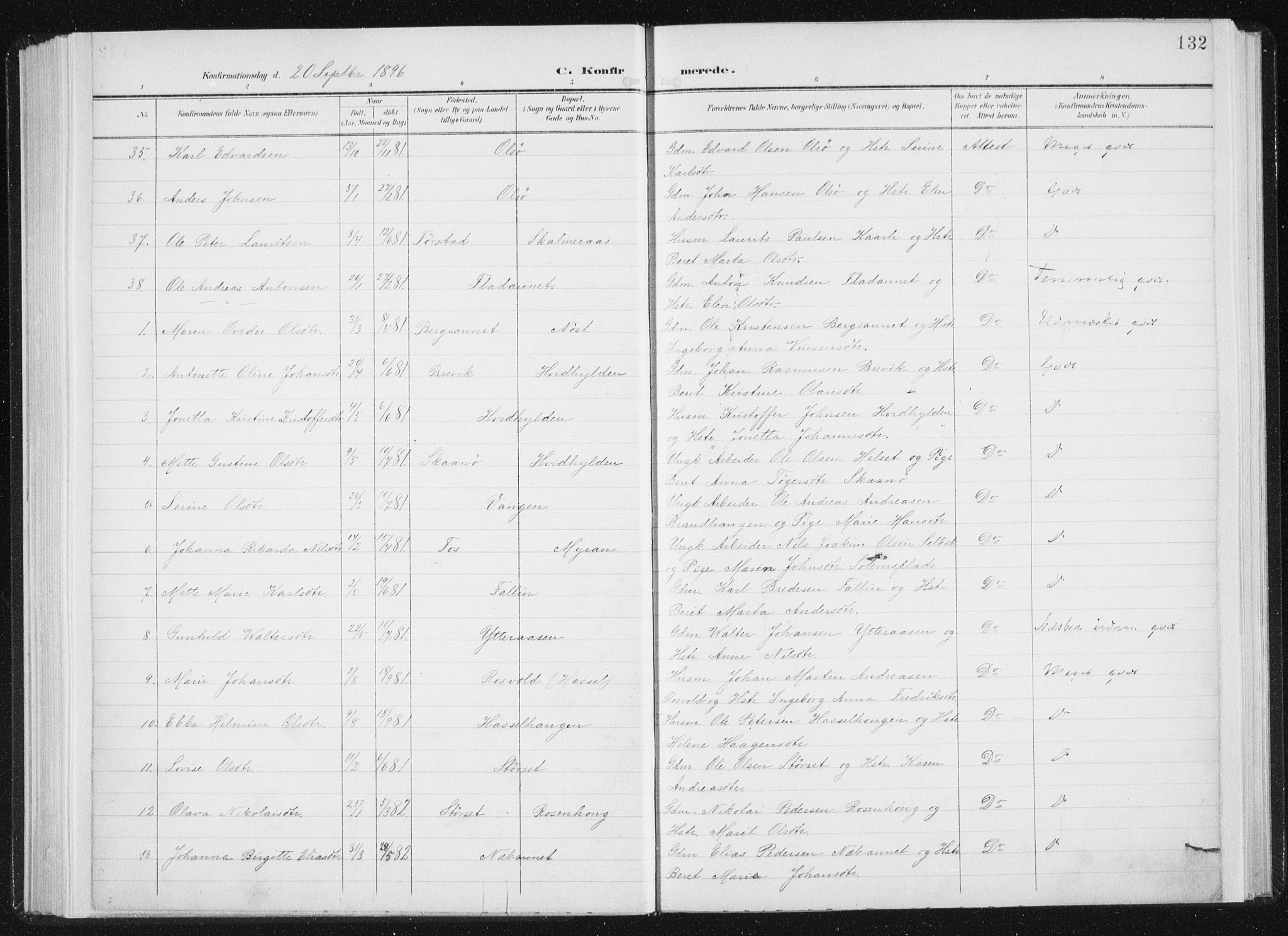 Ministerialprotokoller, klokkerbøker og fødselsregistre - Sør-Trøndelag, AV/SAT-A-1456/647/L0635: Parish register (official) no. 647A02, 1896-1911, p. 132