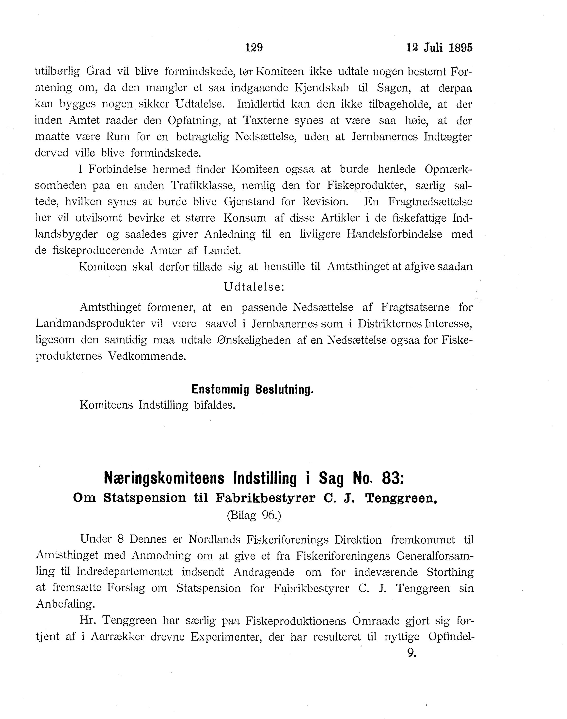 Nordland Fylkeskommune. Fylkestinget, AIN/NFK-17/176/A/Ac/L0018: Fylkestingsforhandlinger 1895, 1895