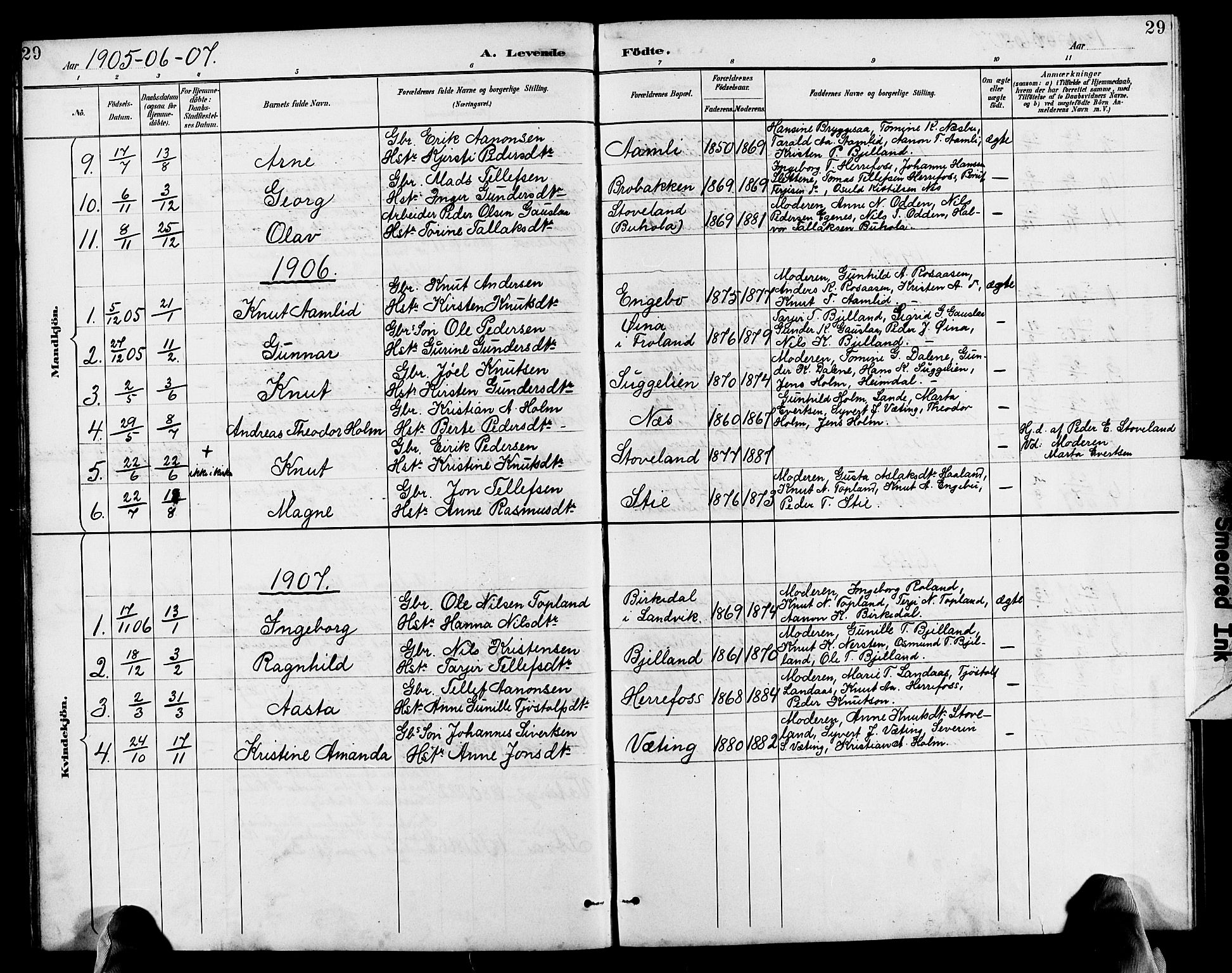 Herefoss sokneprestkontor, AV/SAK-1111-0019/F/Fb/Fba/L0003: Parish register (copy) no. B 3, 1887-1925, p. 29