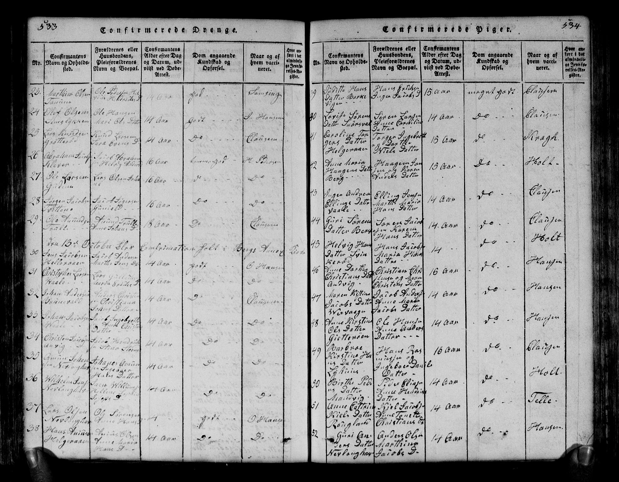 Brunlanes kirkebøker, SAKO/A-342/G/Ga/L0001: Parish register (copy) no. I 1, 1814-1834, p. 533-534