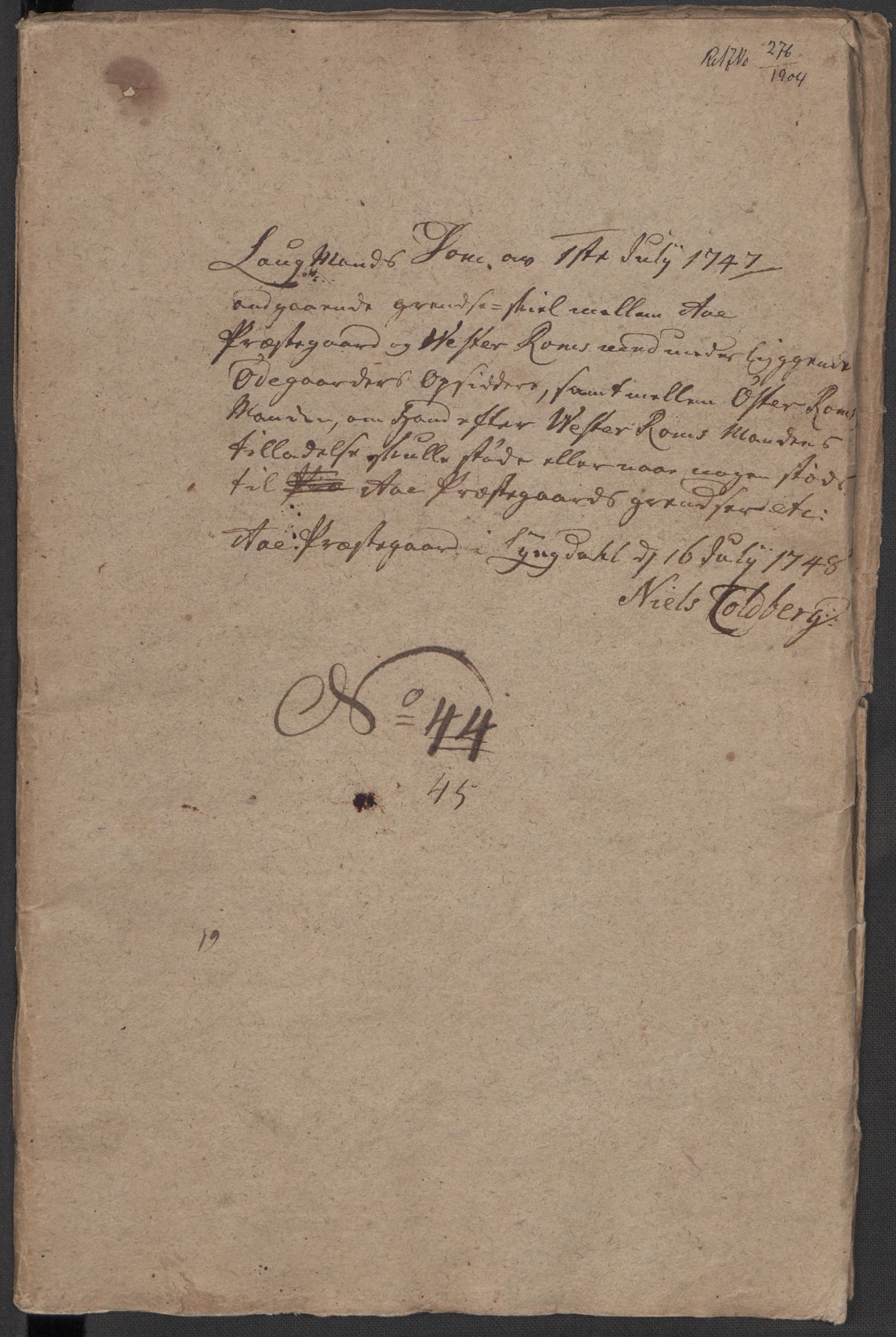 Riksarkivets diplomsamling, RA/EA-5965/F15/L0033: Prestearkiv Vest-Agder, 1748-1837, p. 259