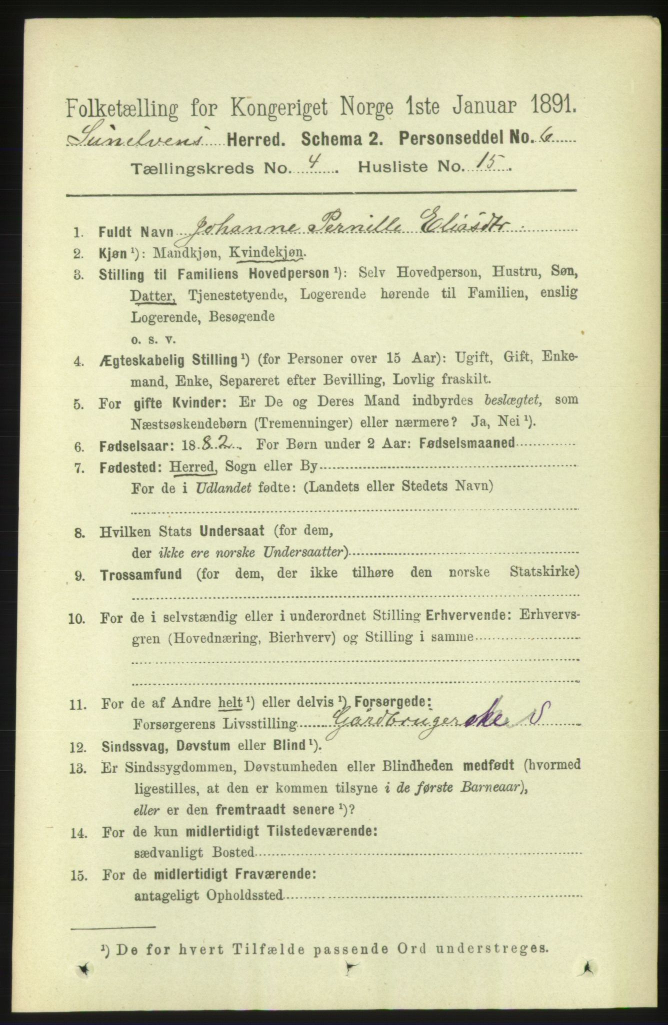 RA, 1891 census for 1523 Sunnylven, 1891, p. 982