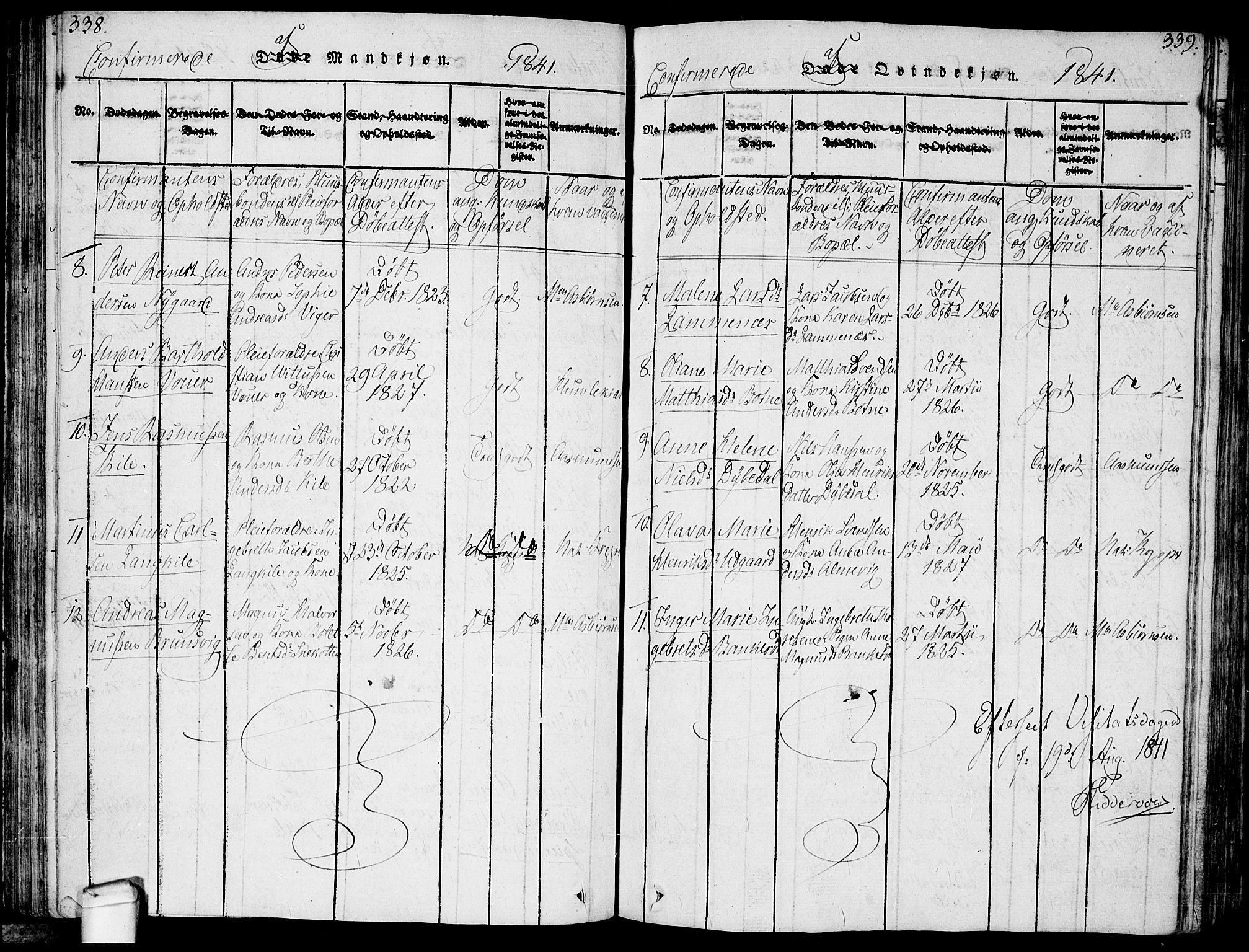Hvaler prestekontor Kirkebøker, SAO/A-2001/F/Fa/L0005: Parish register (official) no. I 5, 1816-1845, p. 338-339