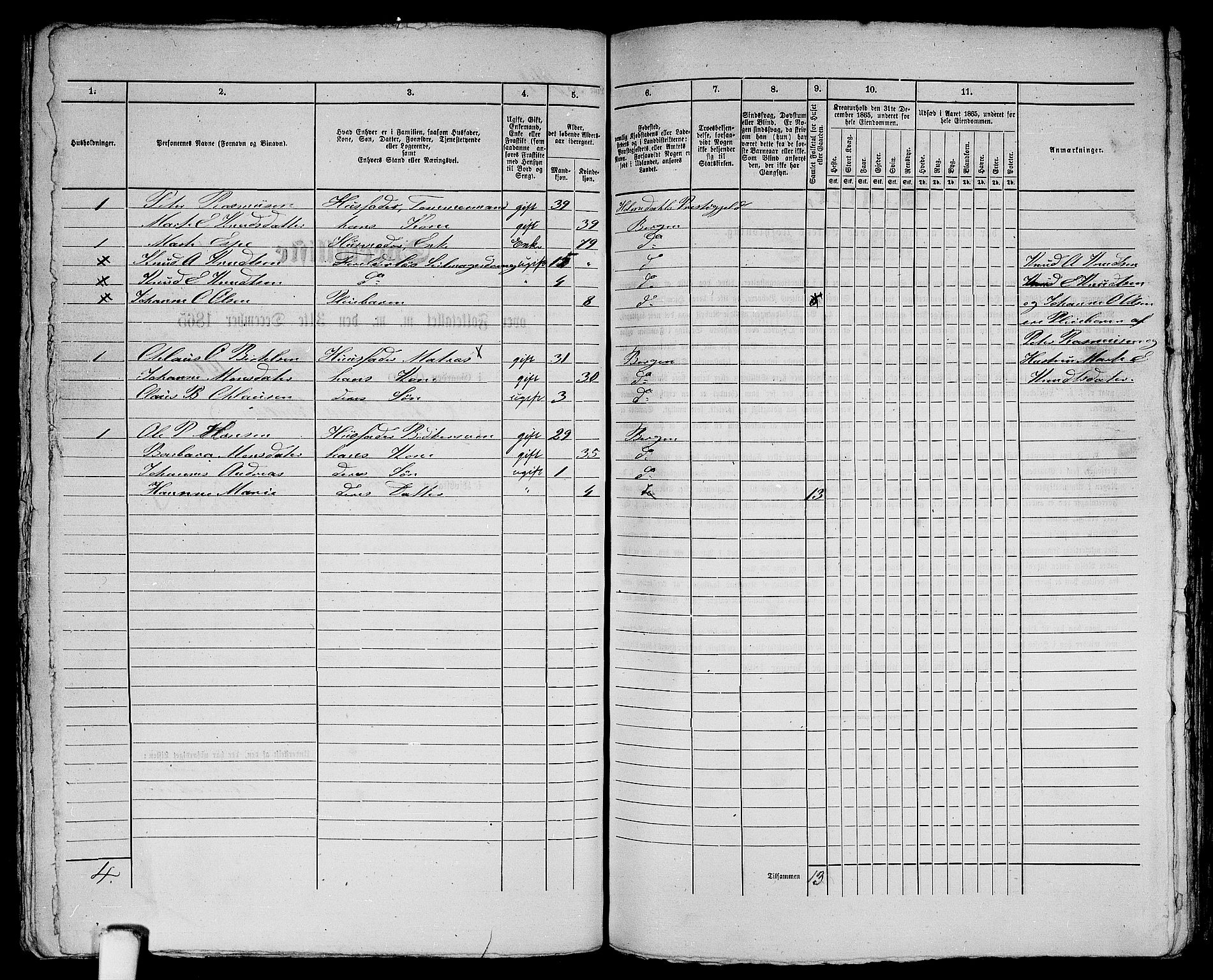 RA, 1865 census for Bergen, 1865, p. 324