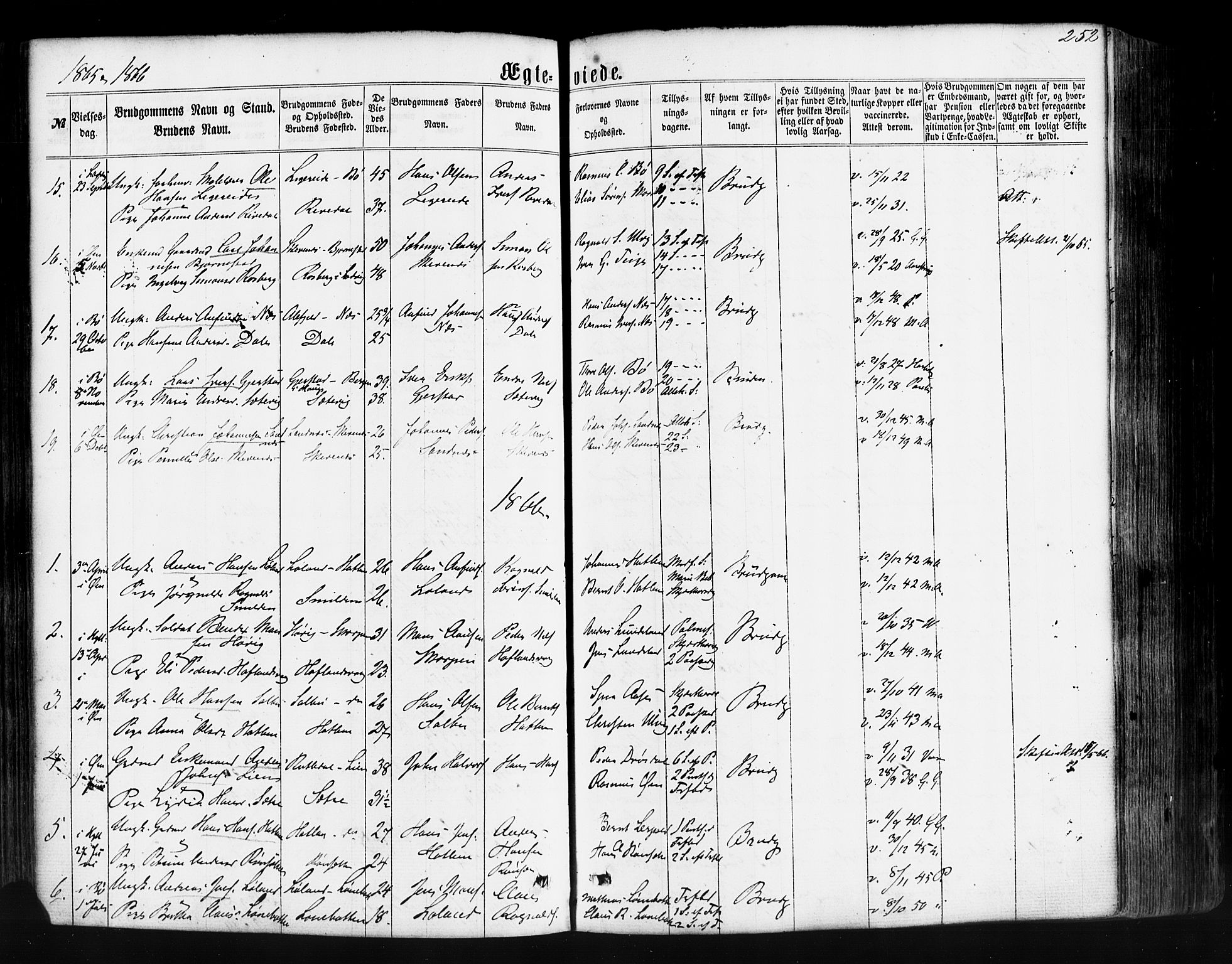Hyllestad sokneprestembete, SAB/A-80401: Parish register (official) no. A 1, 1861-1886, p. 252