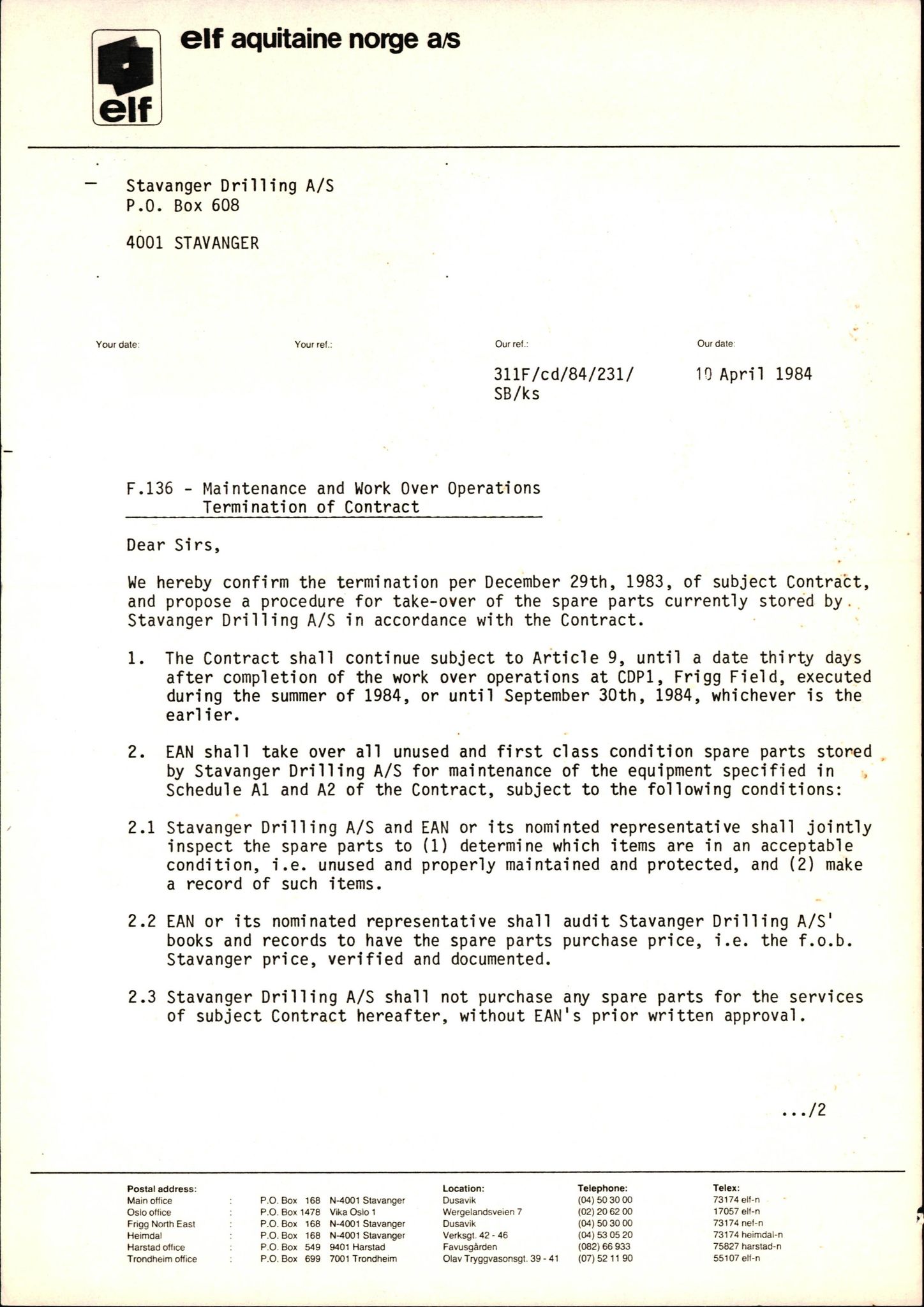 Pa 1503 - Stavanger Drilling AS, AV/SAST-A-101906/2/E/Ea/Eaa/L0003: Sak og korrespondanse, 1974-1984