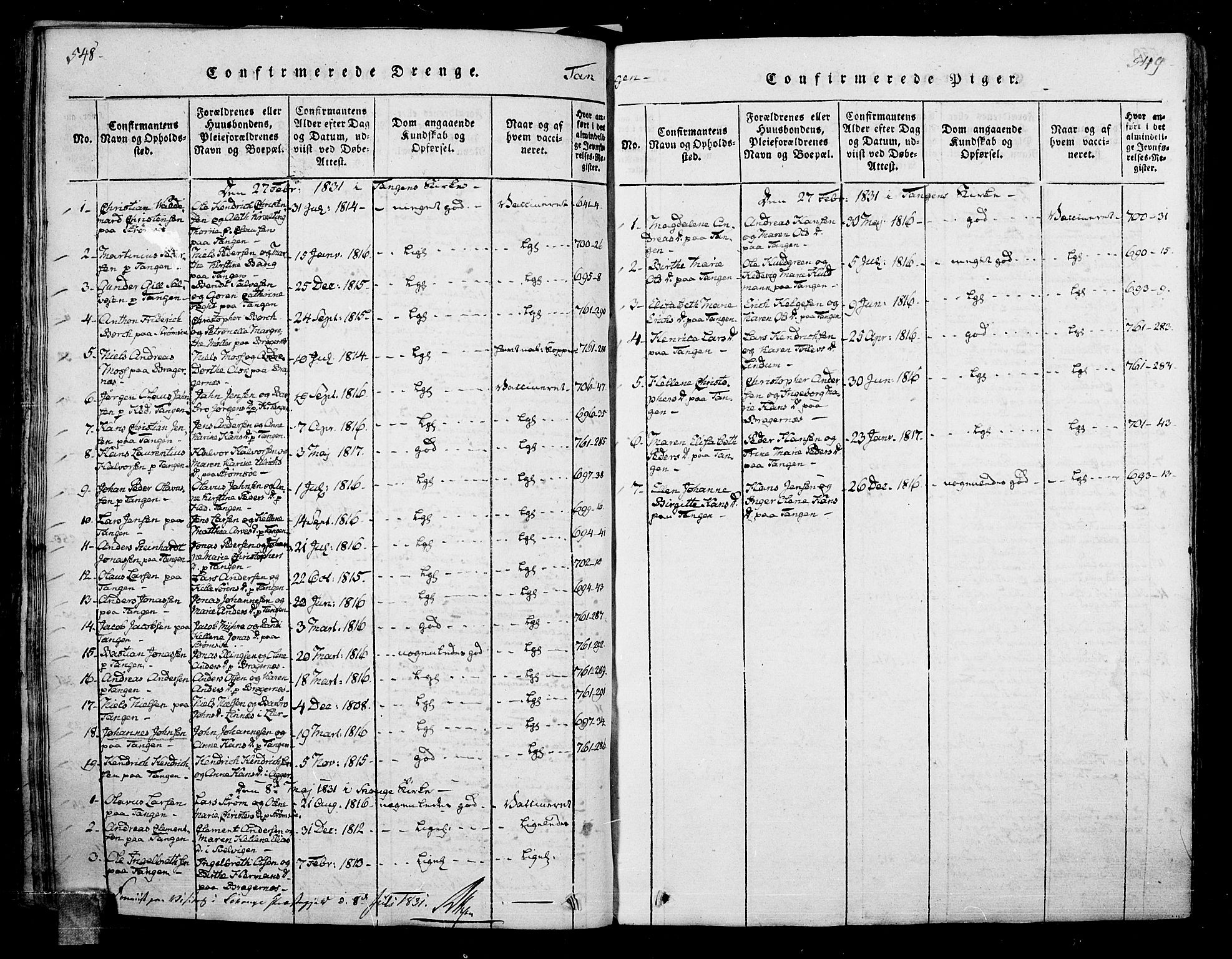 Skoger kirkebøker, SAKO/A-59/F/Fa/L0002: Parish register (official) no. I 2 /2, 1814-1842, p. 548-549