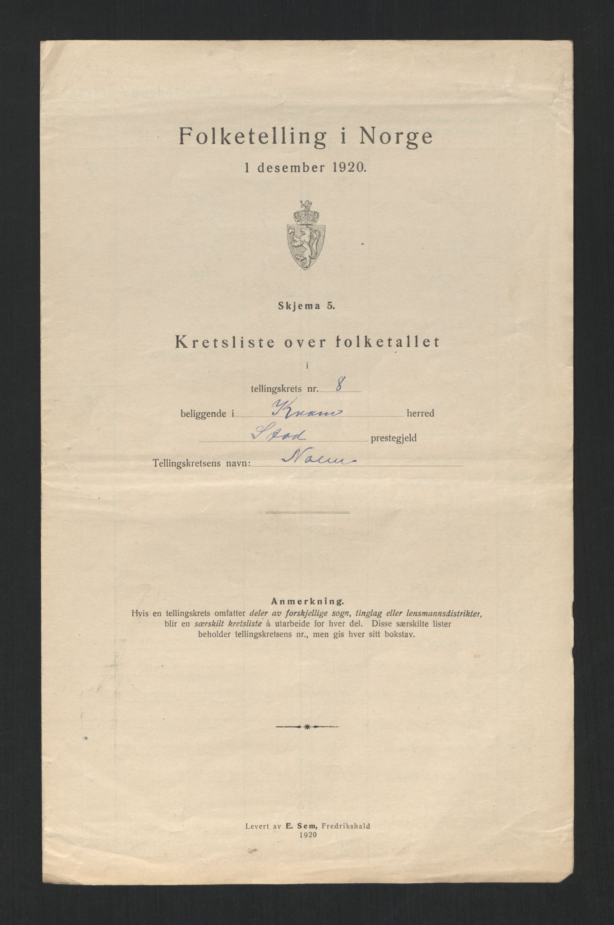 SAT, 1920 census for Kvam, 1920, p. 31