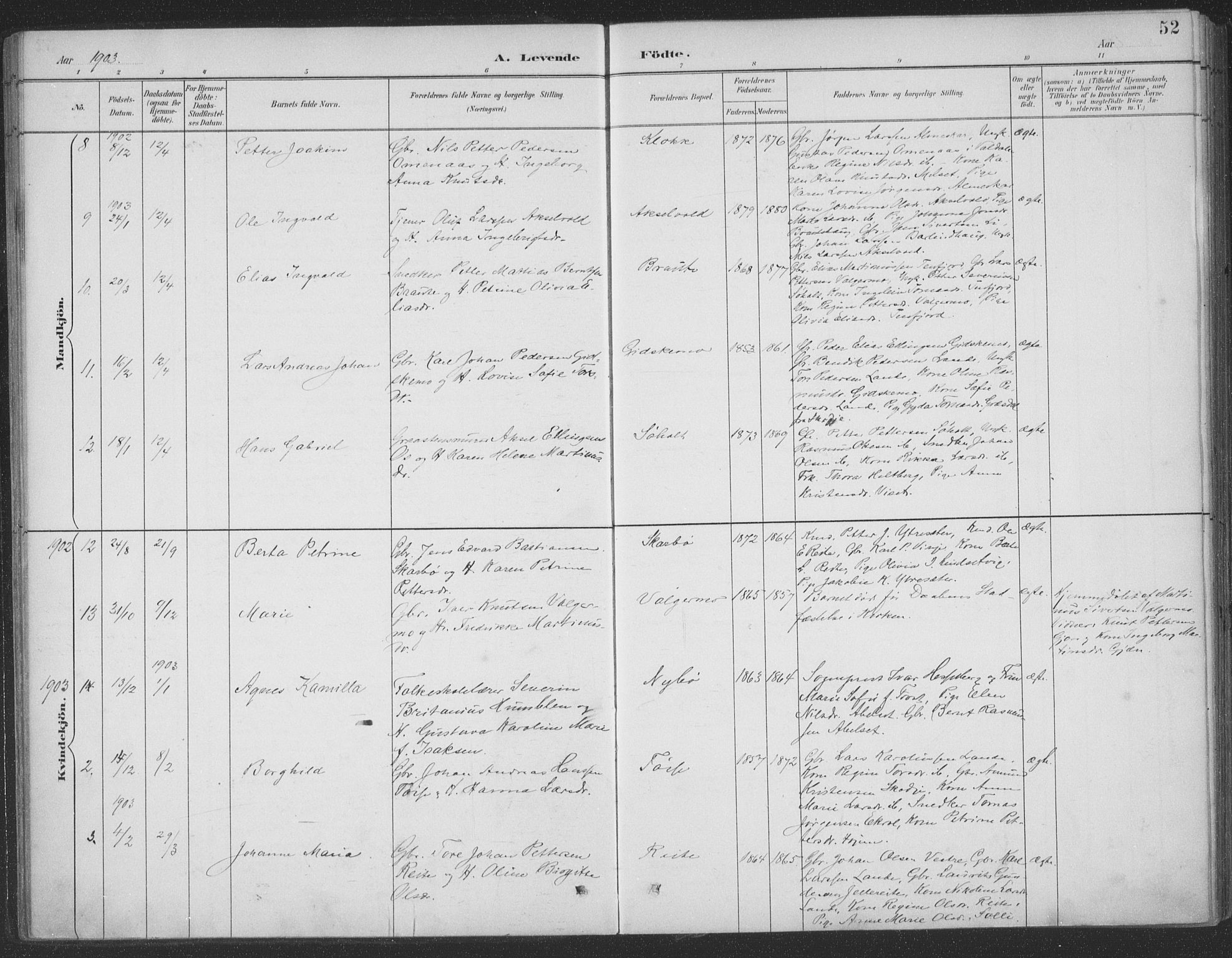 Ministerialprotokoller, klokkerbøker og fødselsregistre - Møre og Romsdal, AV/SAT-A-1454/522/L0316: Parish register (official) no. 522A11, 1890-1911, p. 52