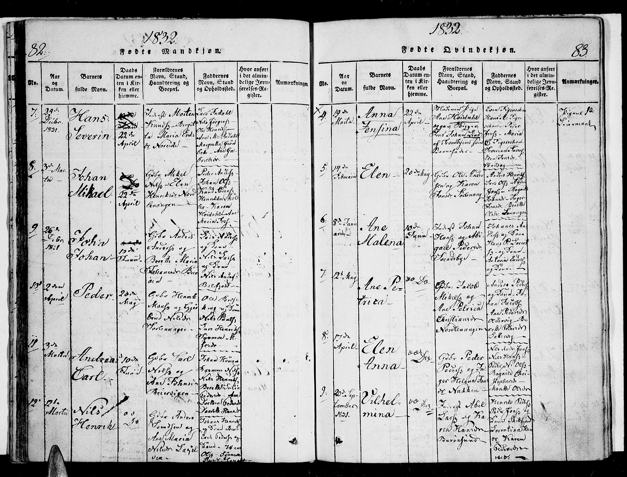 Karlsøy sokneprestembete, SATØ/S-1299/H/Ha/Haa/L0002kirke: Parish register (official) no. 2, 1823-1842, p. 82-83
