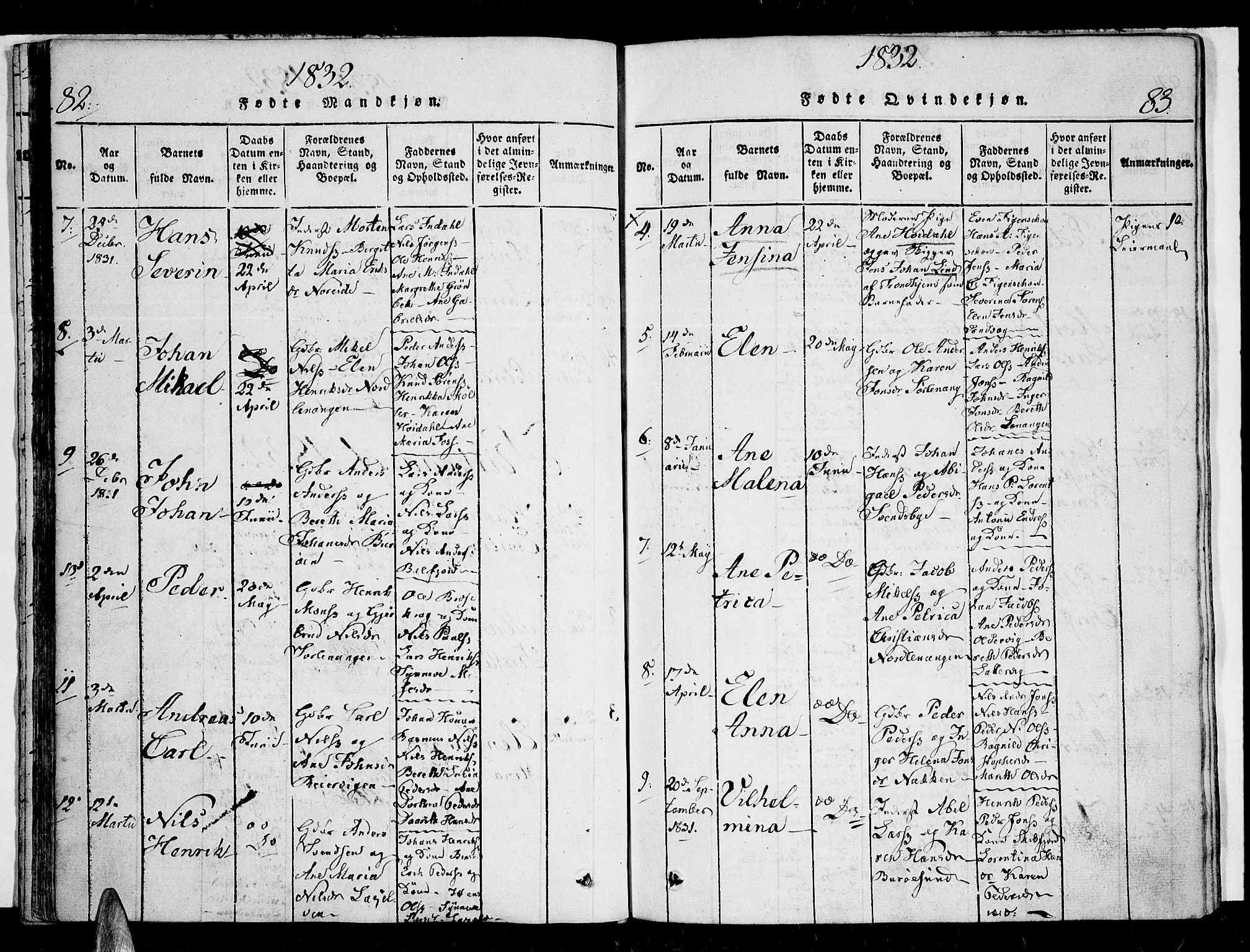 Karlsøy sokneprestembete, AV/SATØ-S-1299/H/Ha/Haa/L0002kirke: Parish register (official) no. 2, 1823-1842, p. 82-83