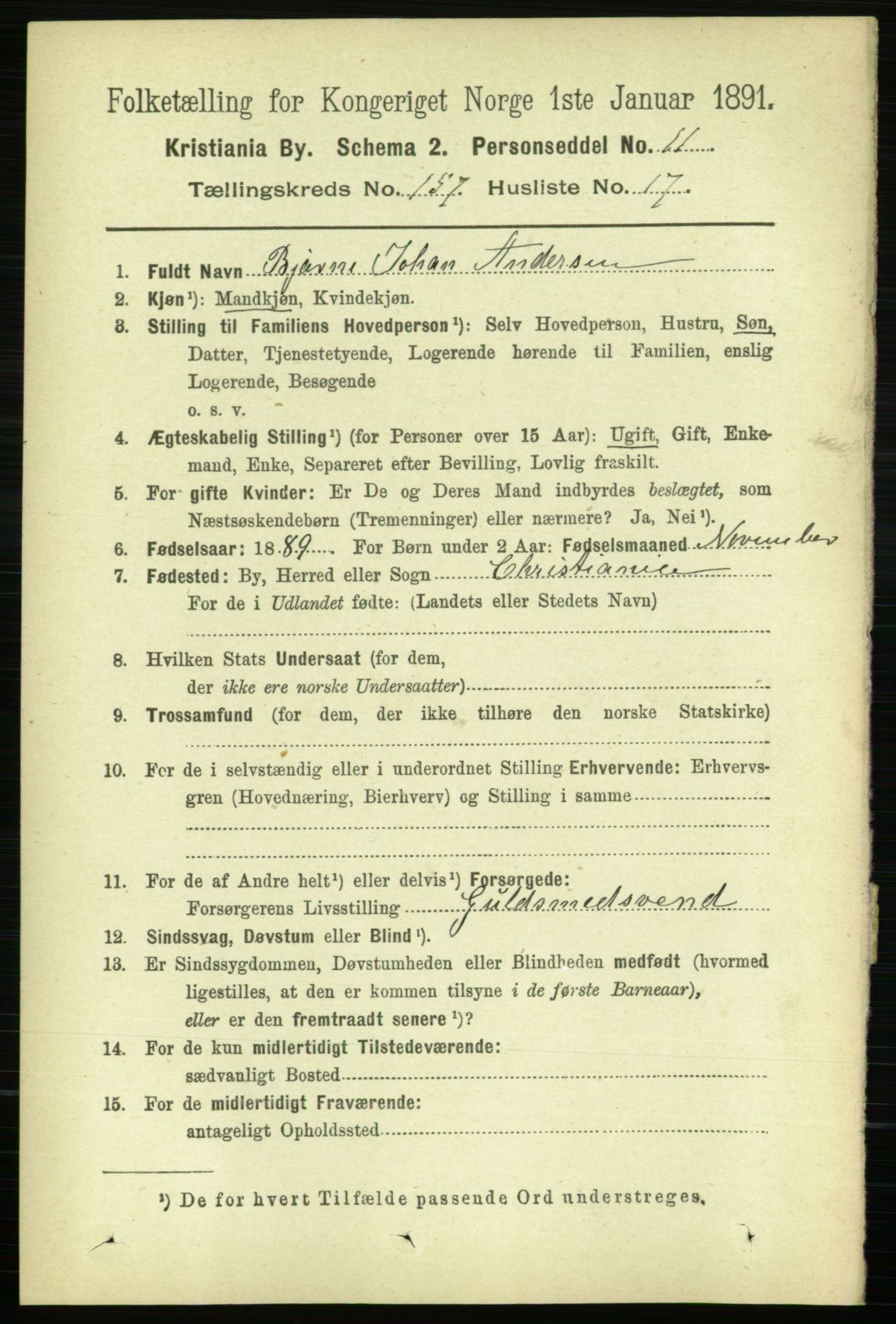 RA, 1891 census for 0301 Kristiania, 1891, p. 89600