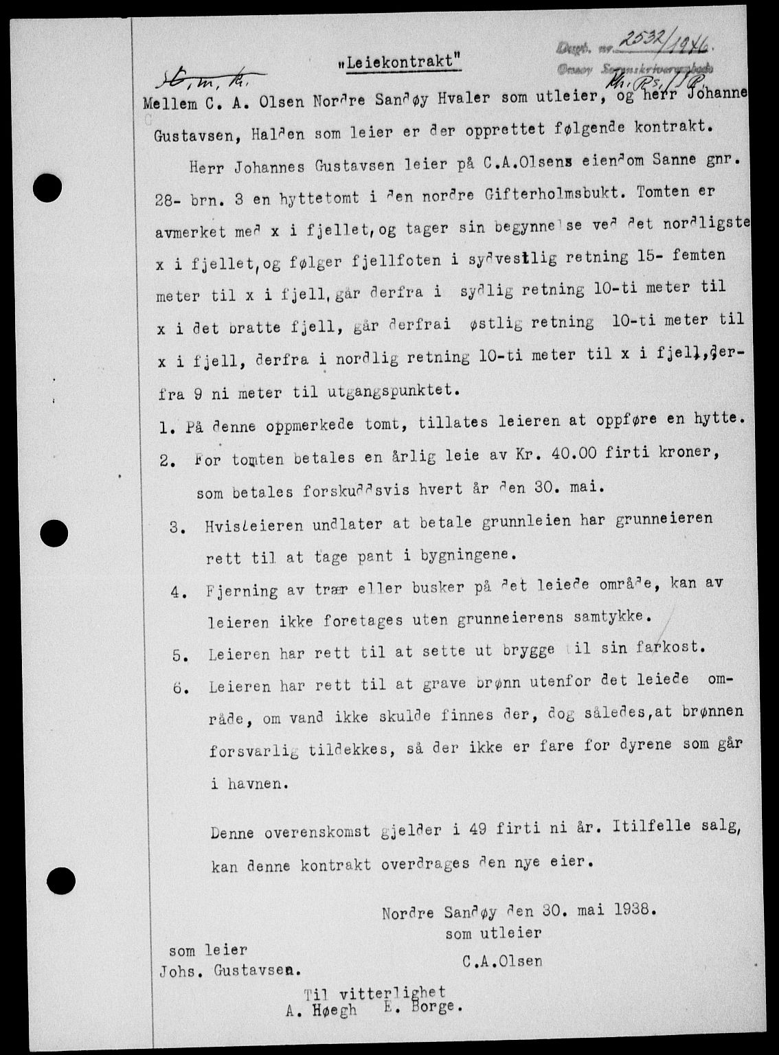 Onsøy sorenskriveri, SAO/A-10474/G/Ga/Gab/L0017: Mortgage book no. II A-17, 1946-1946, Diary no: : 2532/1946