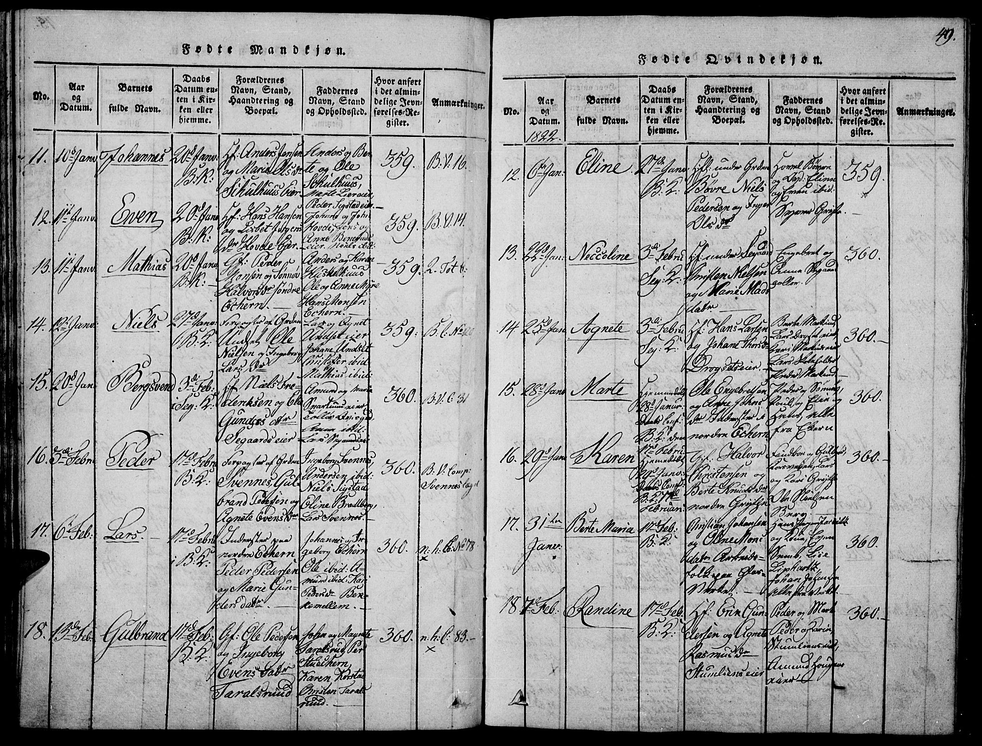 Biri prestekontor, AV/SAH-PREST-096/H/Ha/Haa/L0003: Parish register (official) no. 3, 1814-1828, p. 49