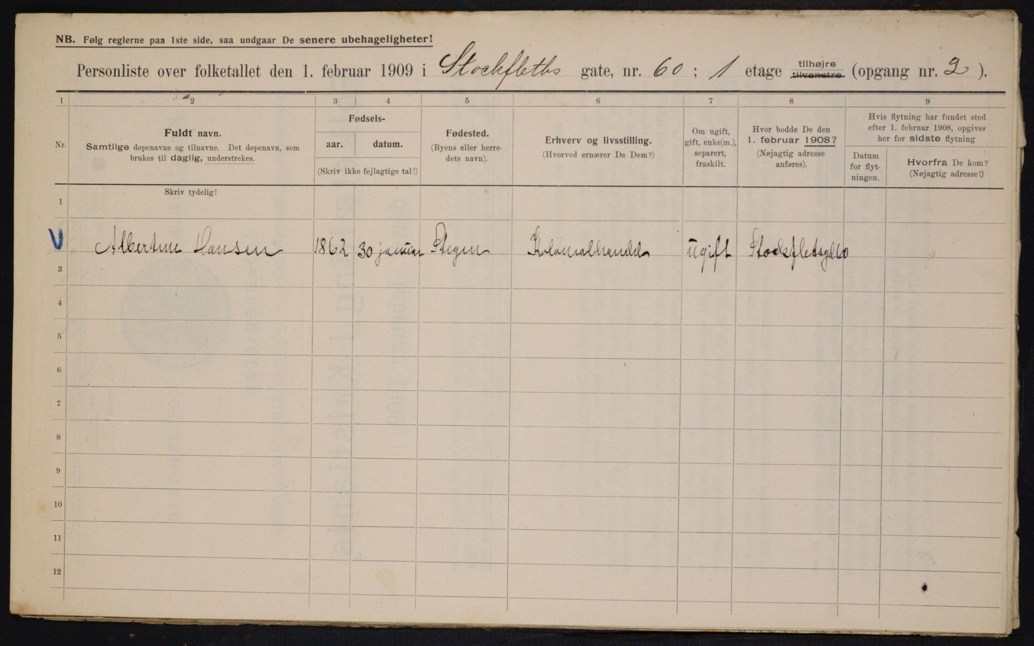 OBA, Municipal Census 1909 for Kristiania, 1909, p. 92557