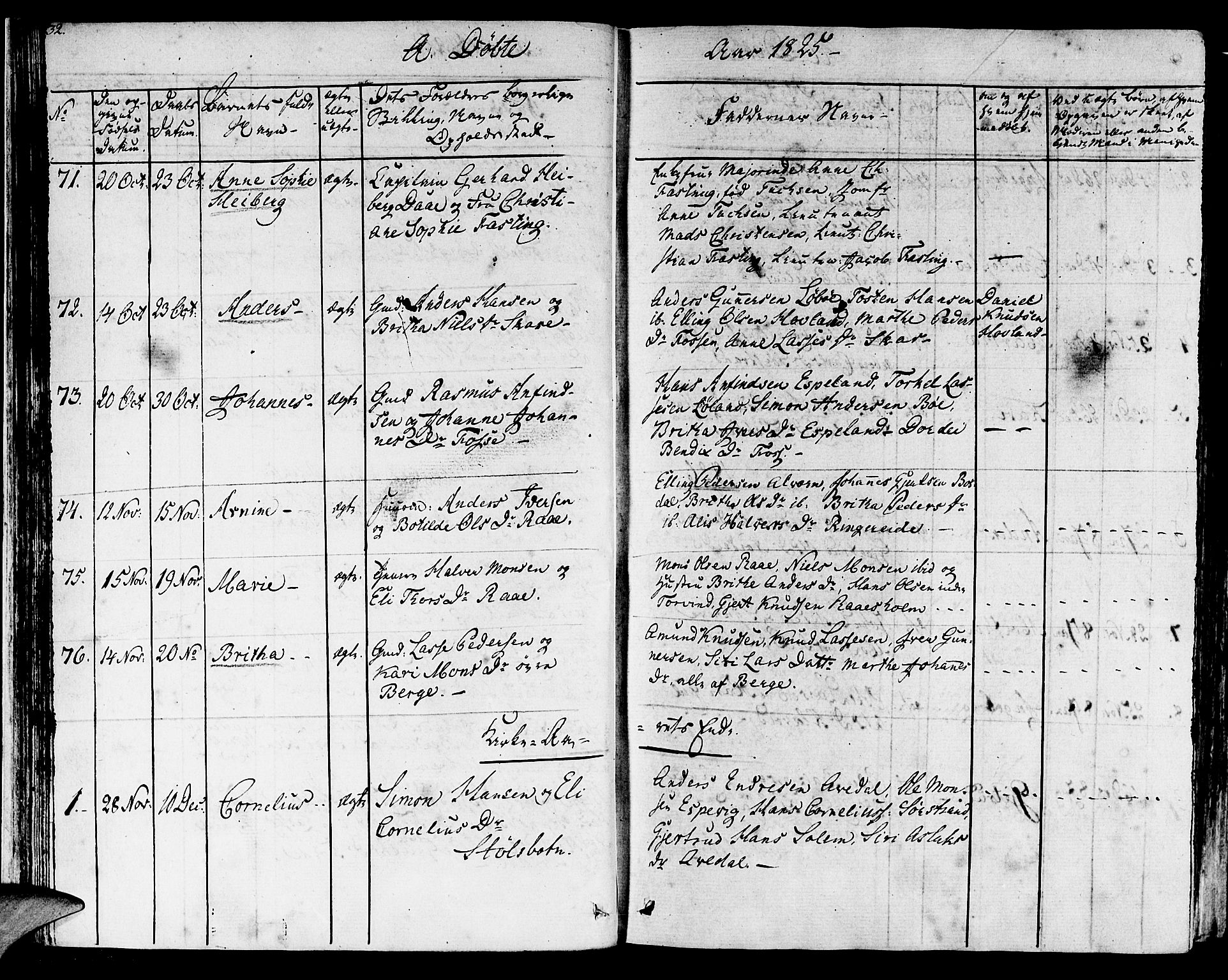 Lavik sokneprestembete, SAB/A-80901: Parish register (official) no. A 2I, 1821-1842, p. 32