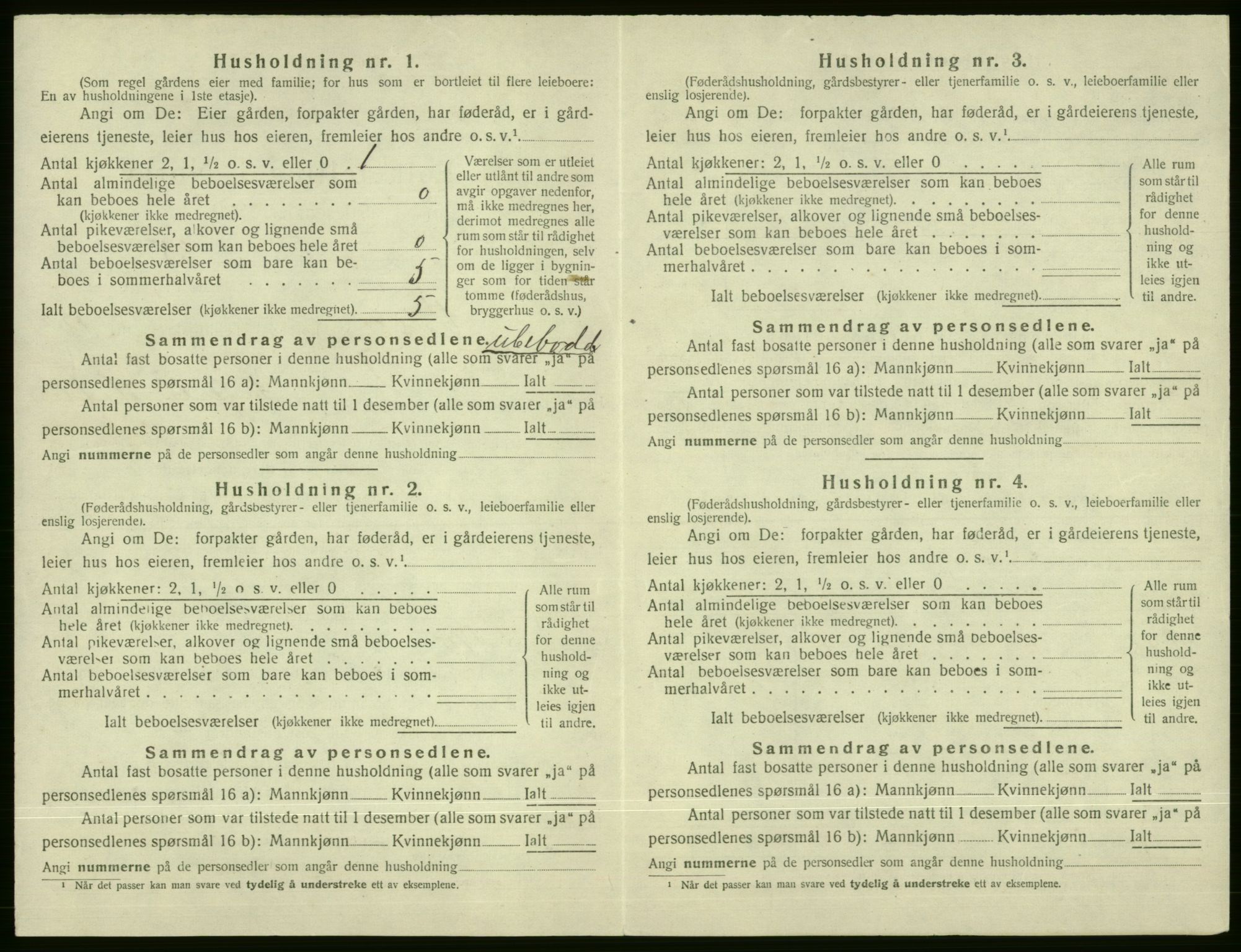 SAB, 1920 census for Voss, 1920, p. 1234
