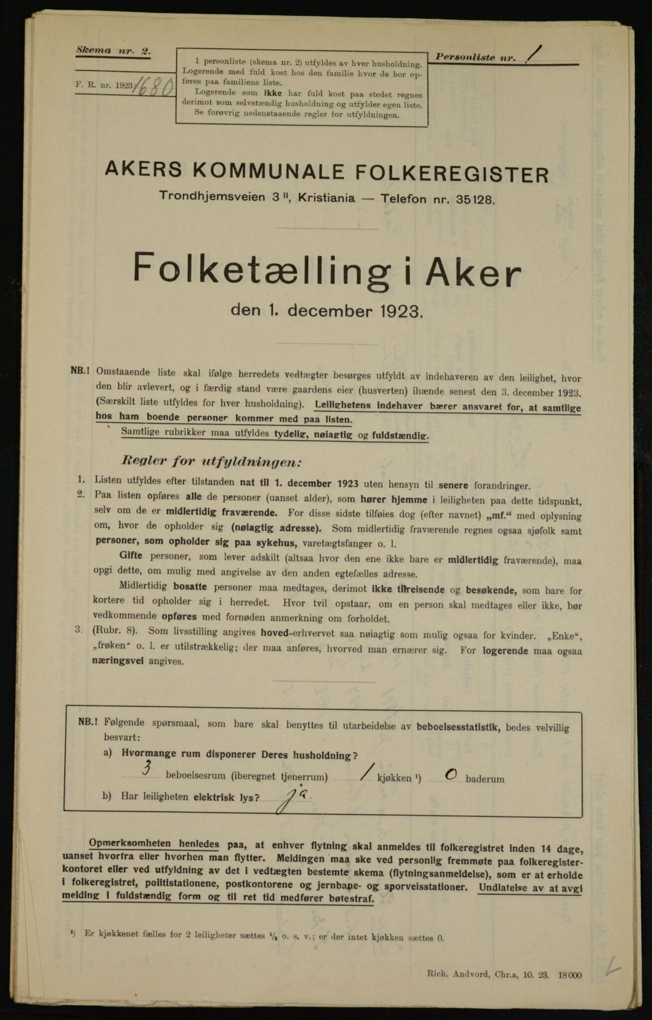 , Municipal Census 1923 for Aker, 1923, p. 46184