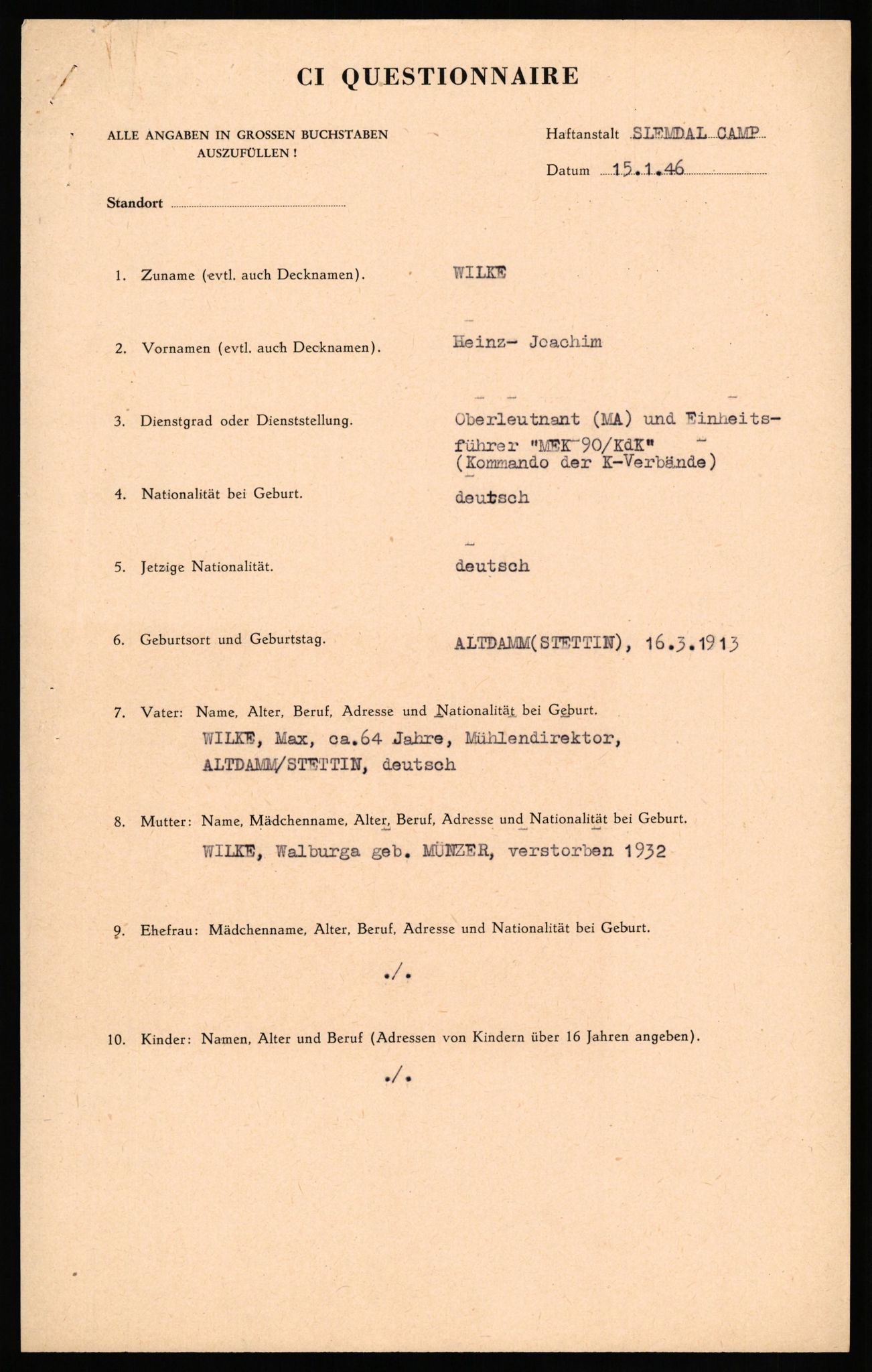 Forsvaret, Forsvarets overkommando II, AV/RA-RAFA-3915/D/Db/L0036: CI Questionaires. Tyske okkupasjonsstyrker i Norge. Tyskere., 1945-1946, p. 63