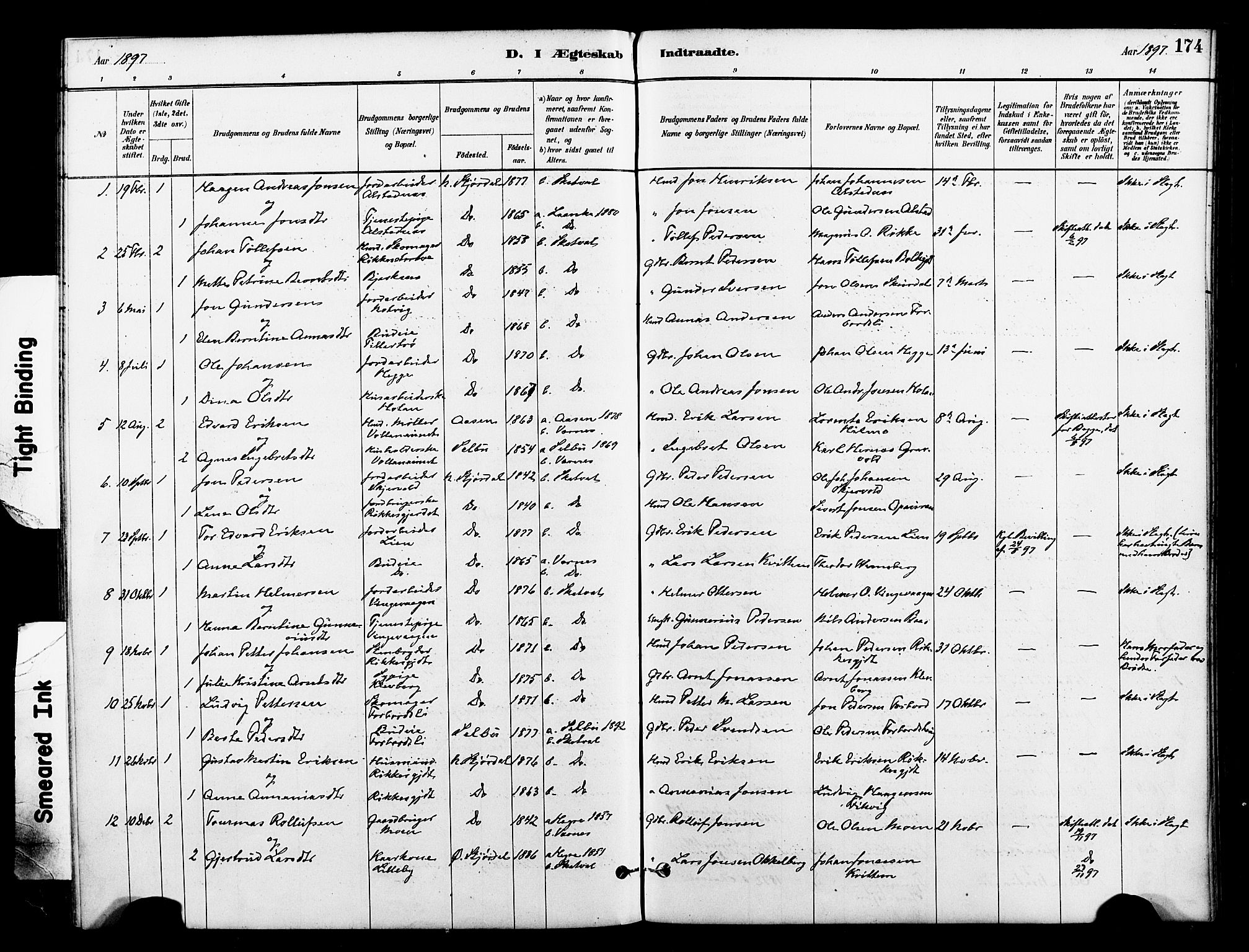 Ministerialprotokoller, klokkerbøker og fødselsregistre - Nord-Trøndelag, SAT/A-1458/712/L0100: Parish register (official) no. 712A01, 1880-1900, p. 174