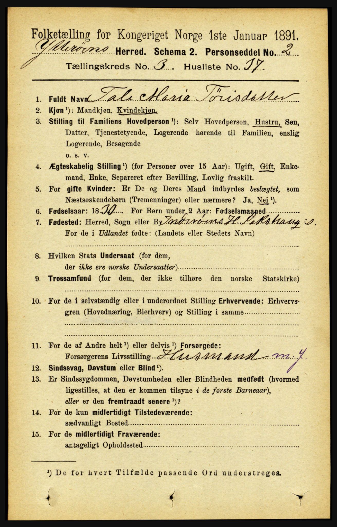 RA, 1891 census for 1722 Ytterøy, 1891, p. 1471