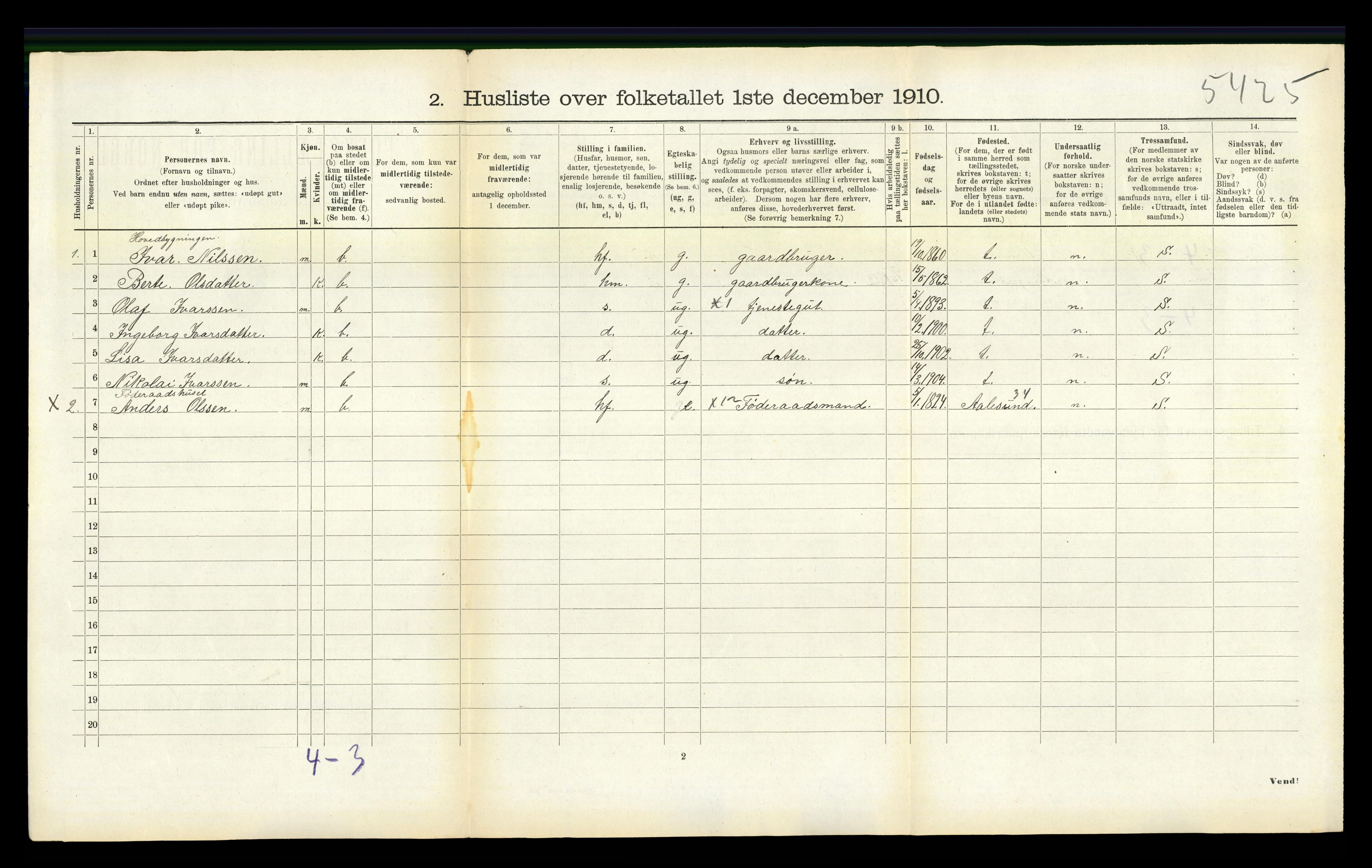 RA, 1910 census for Skodje, 1910, p. 188