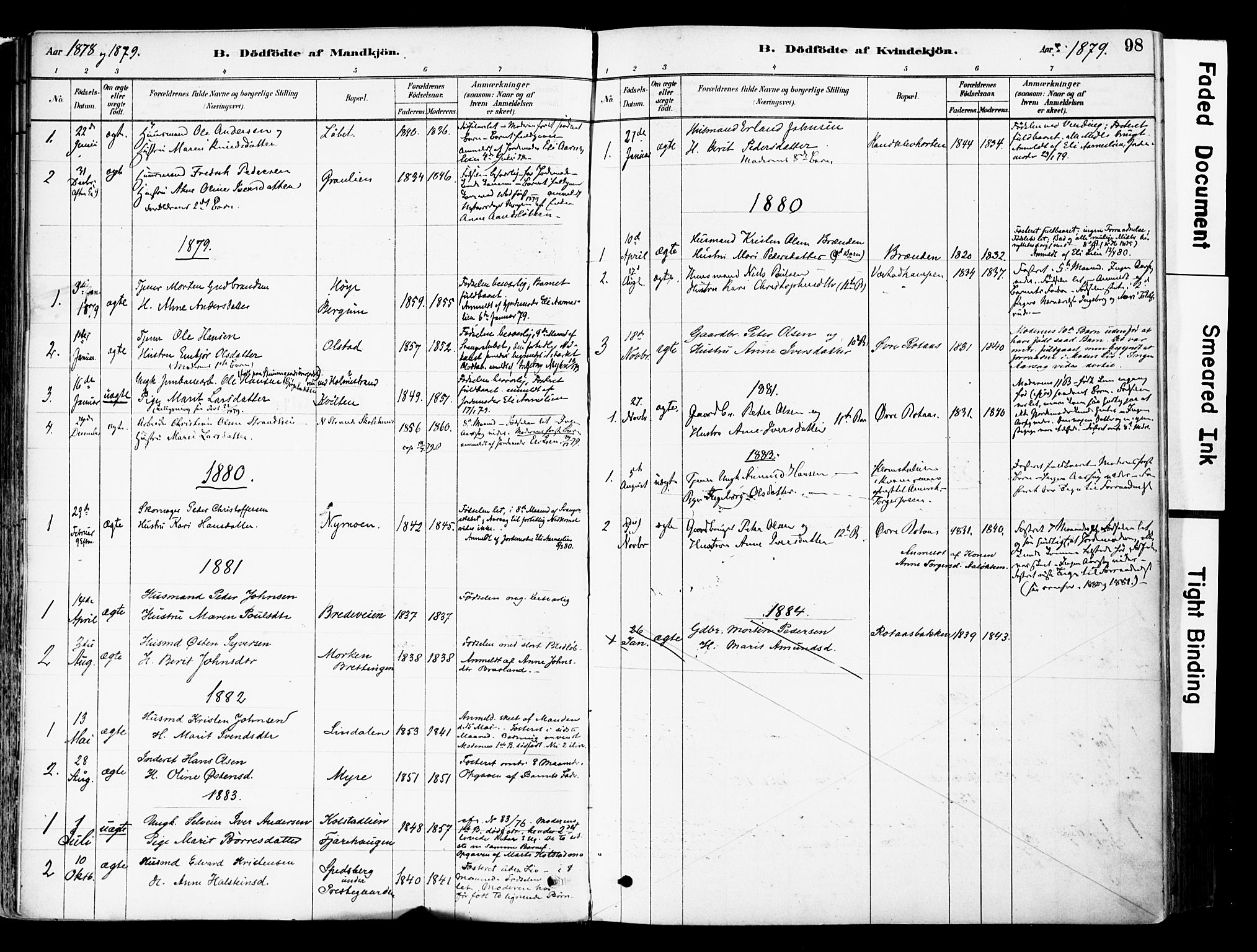 Ringebu prestekontor, AV/SAH-PREST-082/H/Ha/Haa/L0008: Parish register (official) no. 8, 1878-1898, p. 98