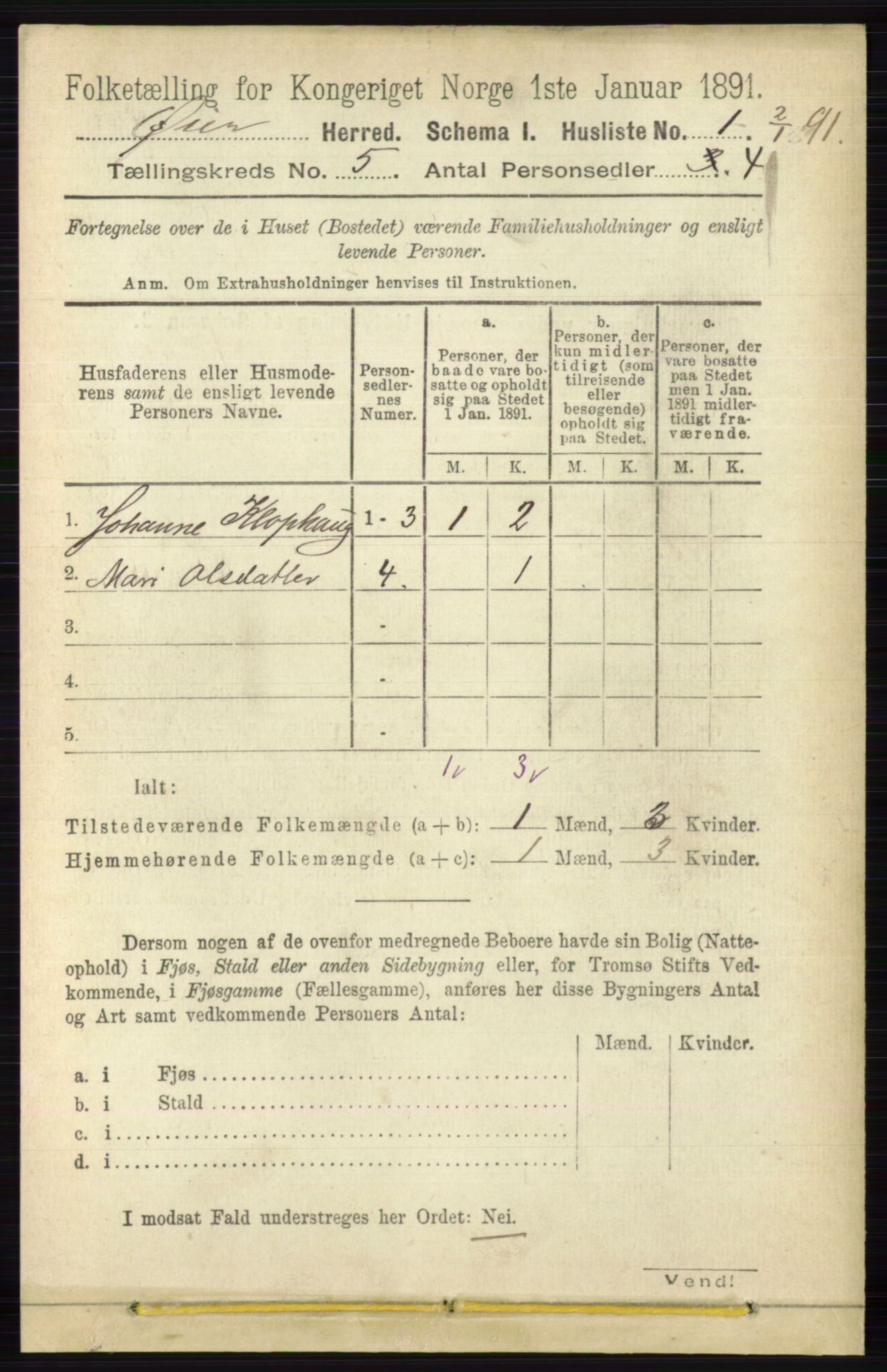 RA, 1891 census for 0521 Øyer, 1891, p. 1648