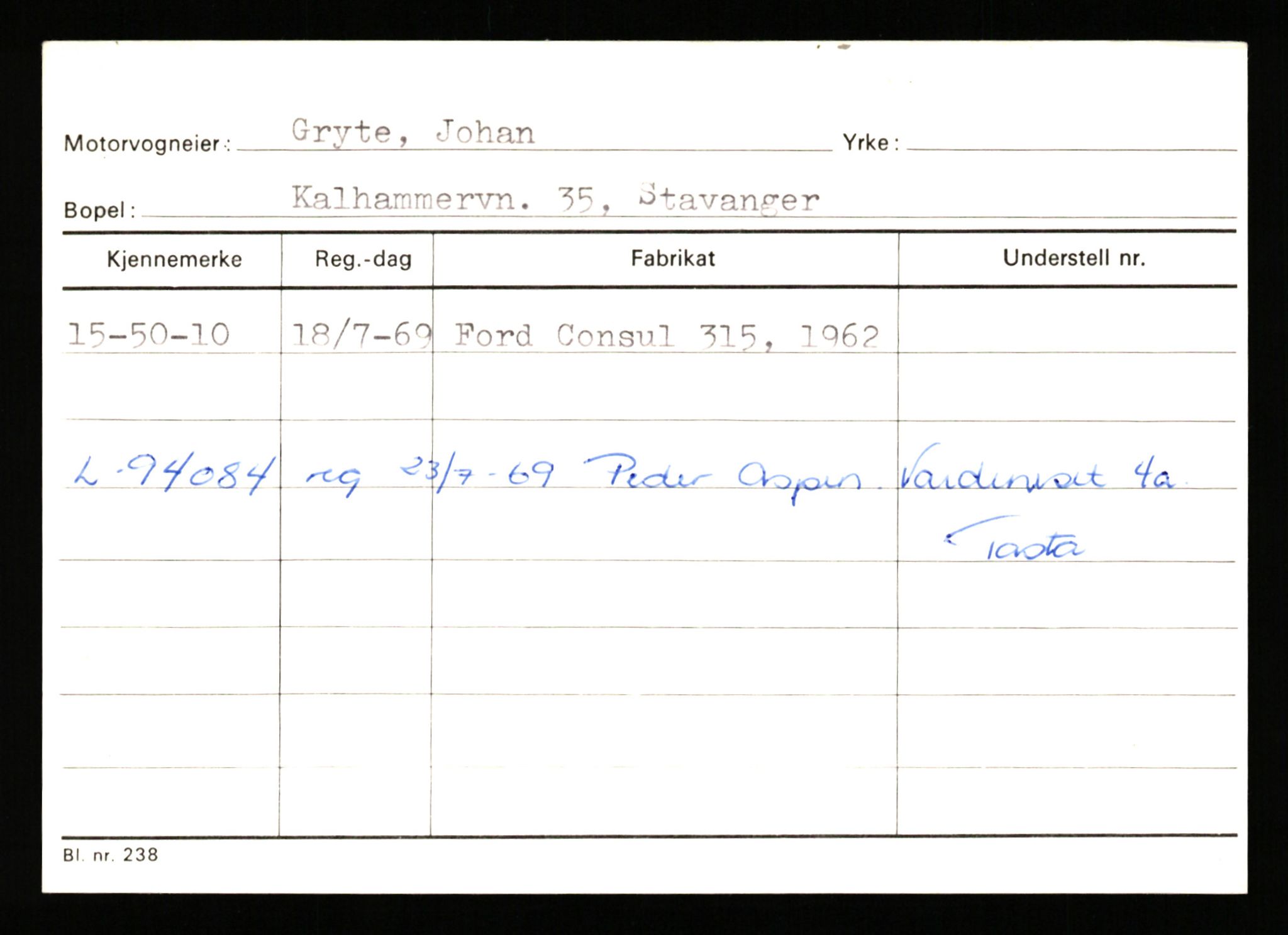 Stavanger trafikkstasjon, AV/SAST-A-101942/0/G/L0010: Registreringsnummer: 130000 - 239953, 1930-1971, p. 845