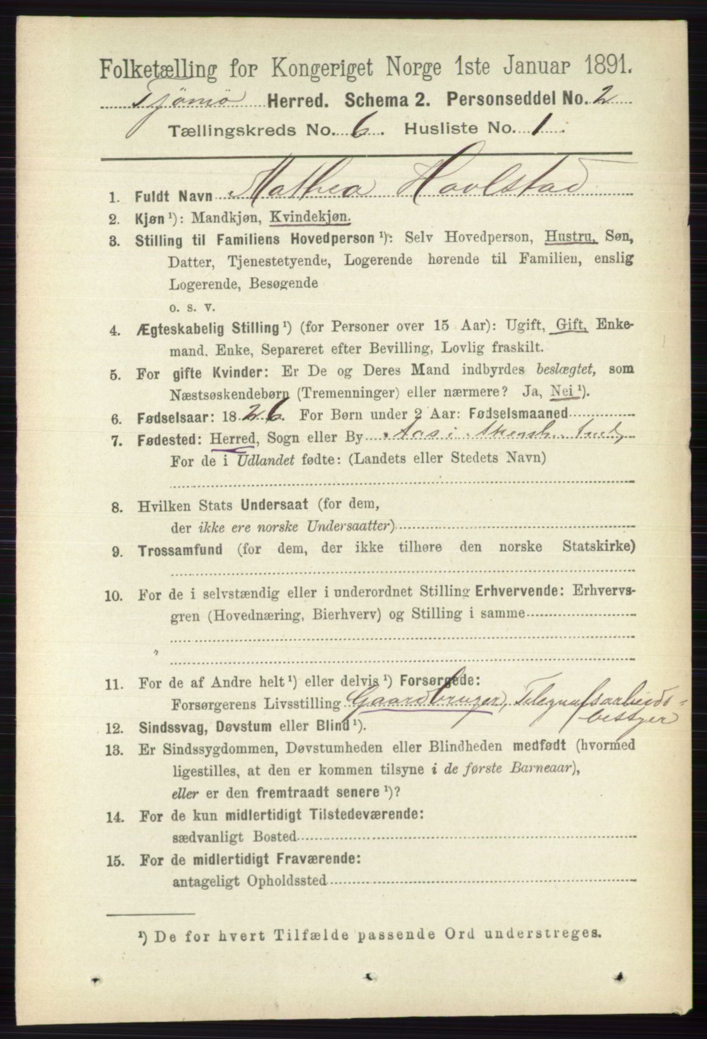 RA, 1891 census for 0723 Tjøme, 1891, p. 2111